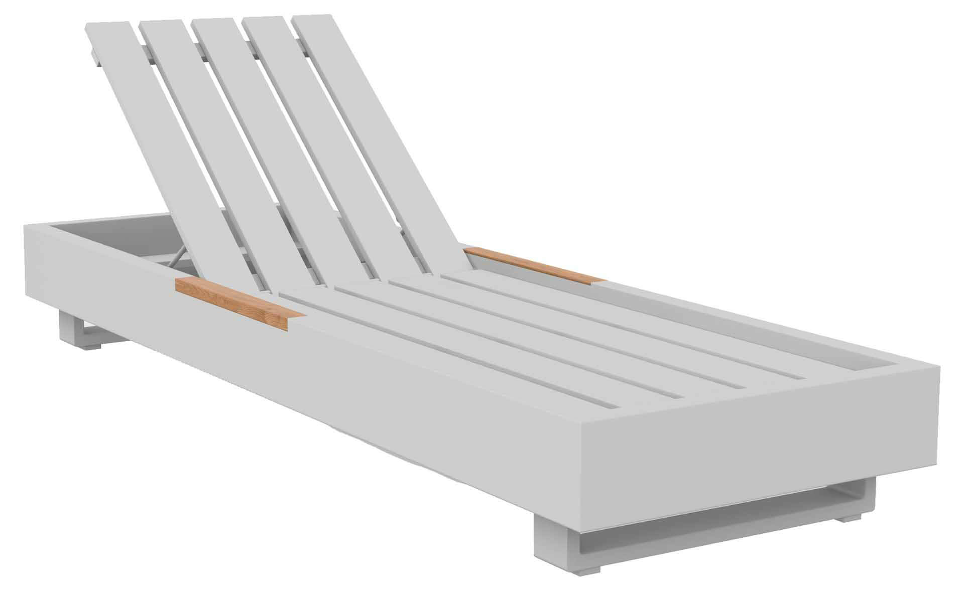 Bari Sonnenliege, weiß/Teak