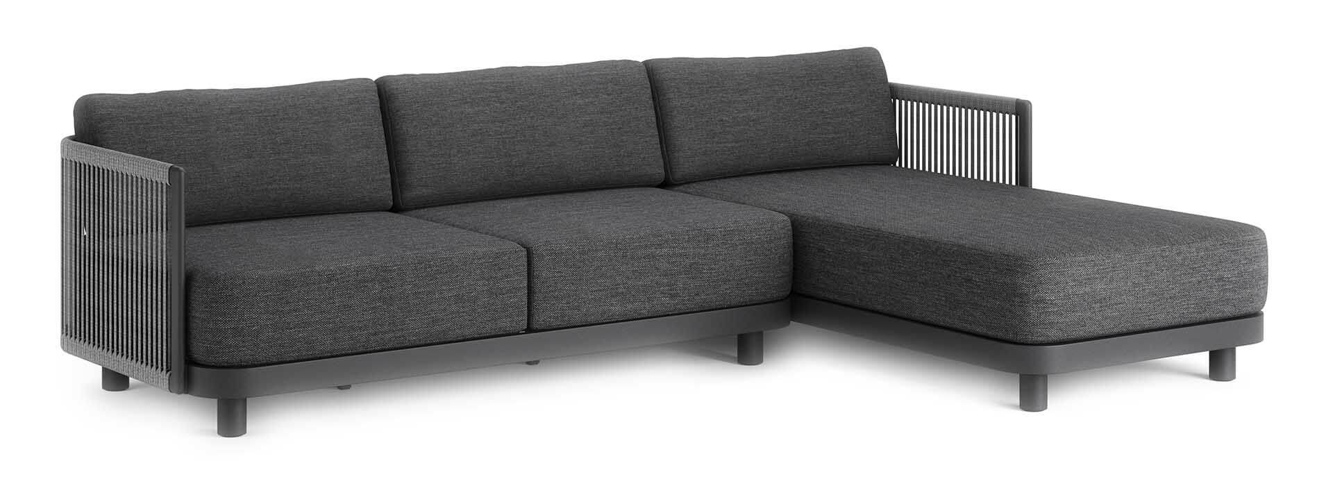 Bonito Lounge-Set Recamiere links Aluminium eisengrau/Rope grey melange inkl. Kissen dunkelgrau