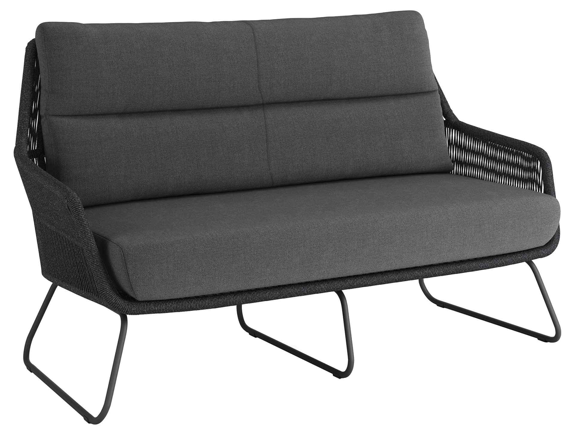 Oxford Loungesofa eisengrau/schwarz straight weaving, Kissen dunkelgrau