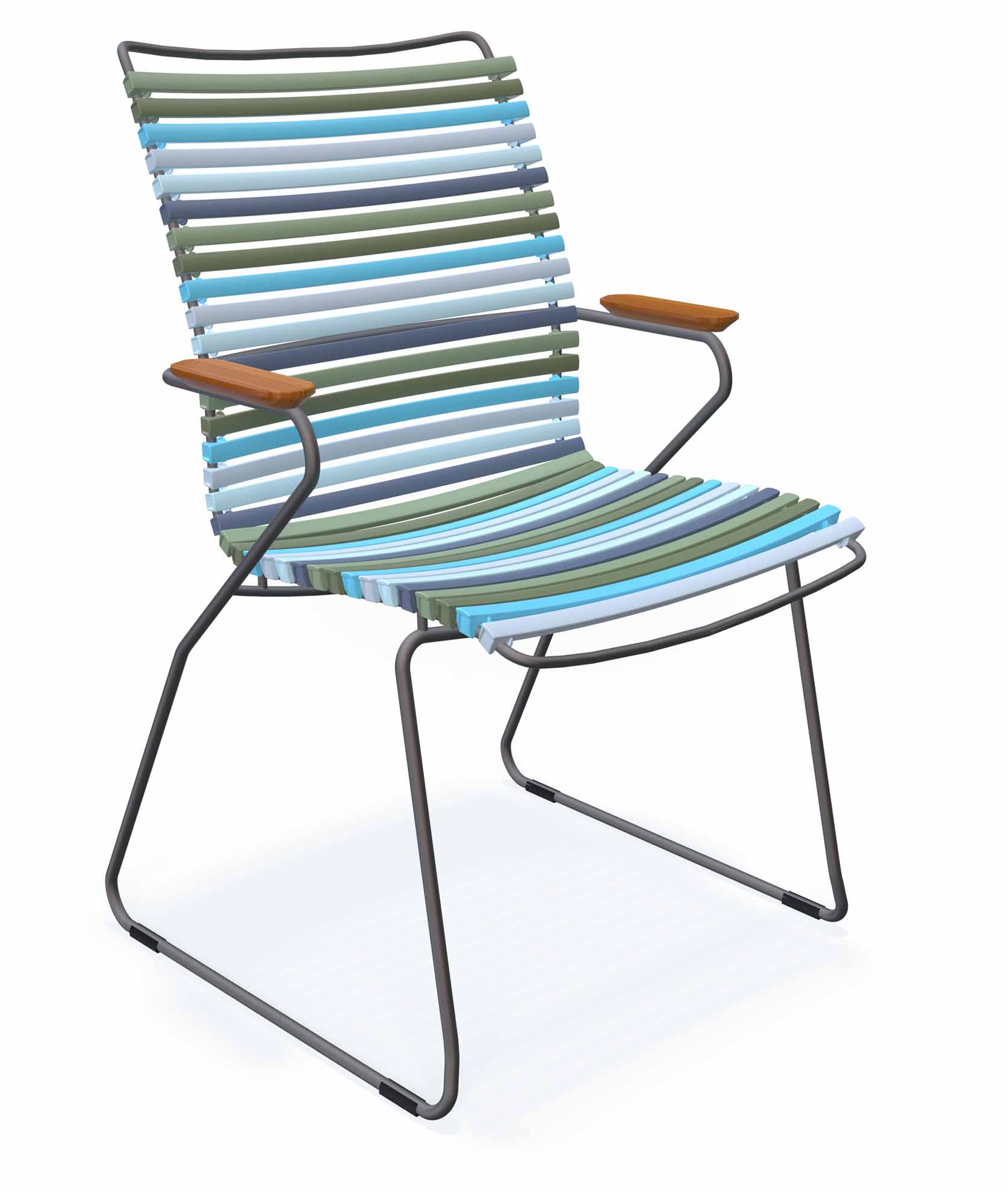 Click Stapelsessel hoch grau/multi 2, Armlehnen Bambus