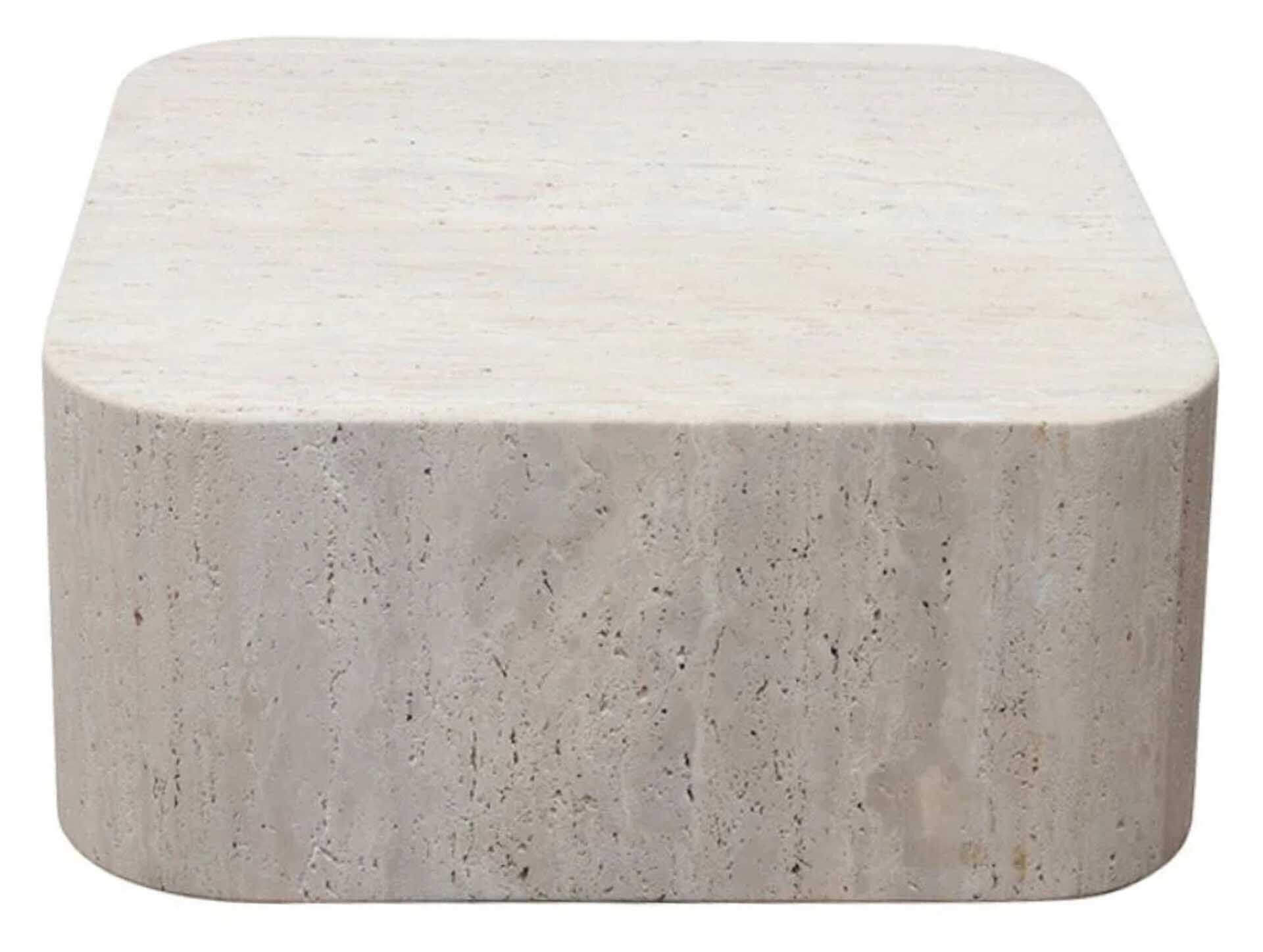 Block Kaffeetisch 80x80cm, 35cm hoch, Travertinlook