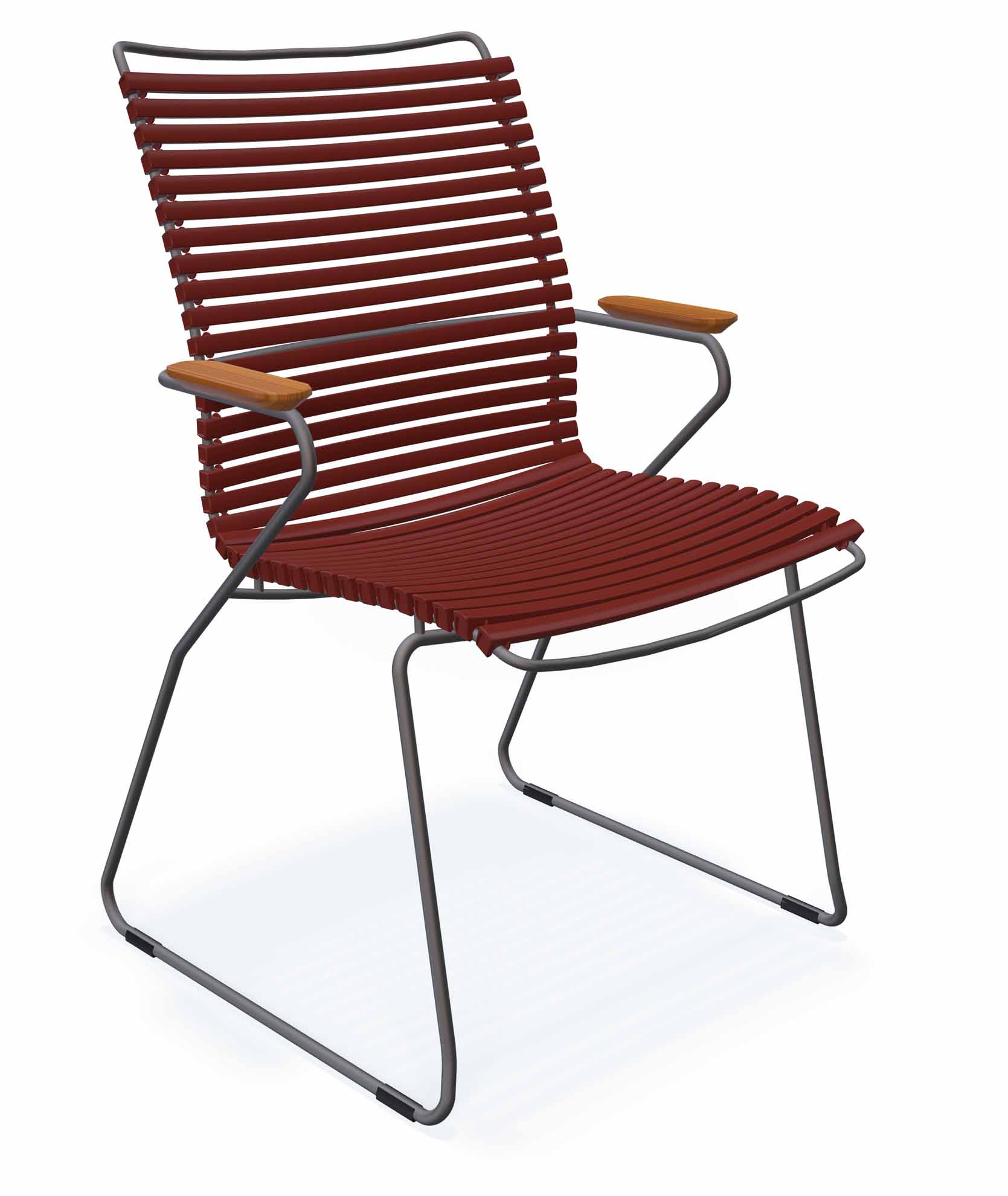 Click Stapelsessel hoch grau/paprika, Armlehnen Bambus