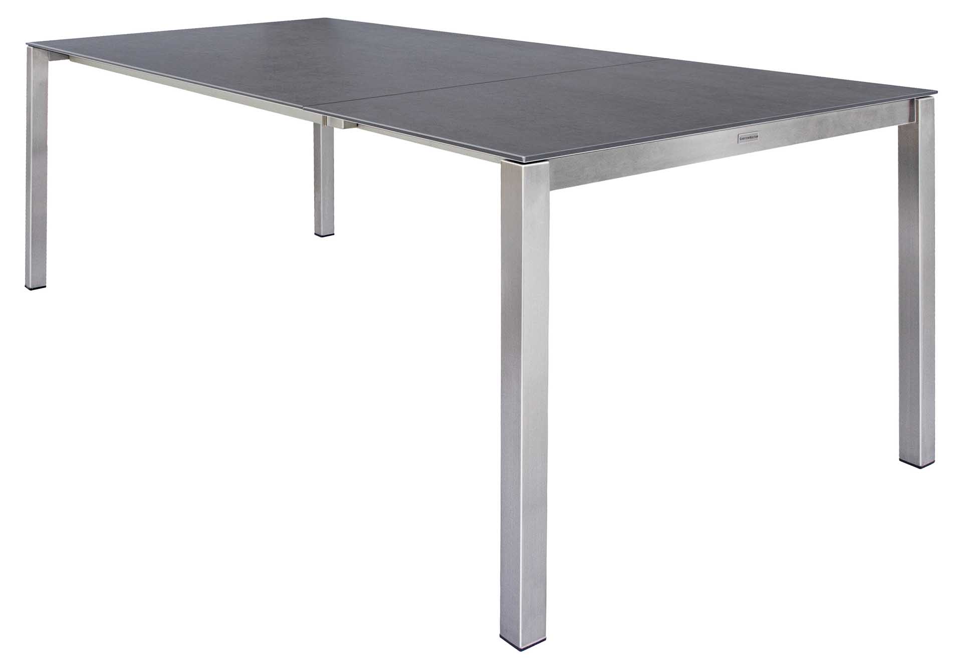 Garda Ausziehtisch 160/220x90cm, Edelstahl/Keramik Vulcano grigio