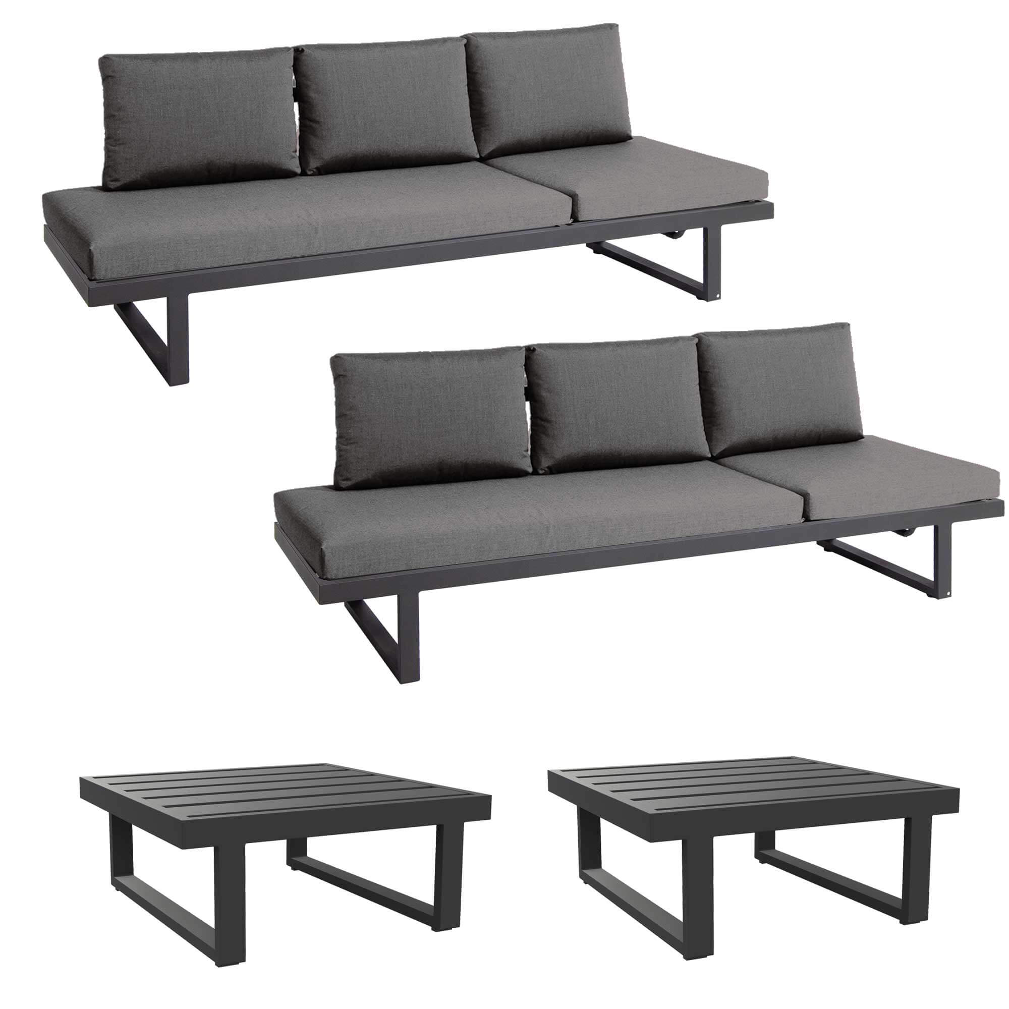 Set 2x Rao Liege + 2x Kaffeetisch grau, Kissen B26