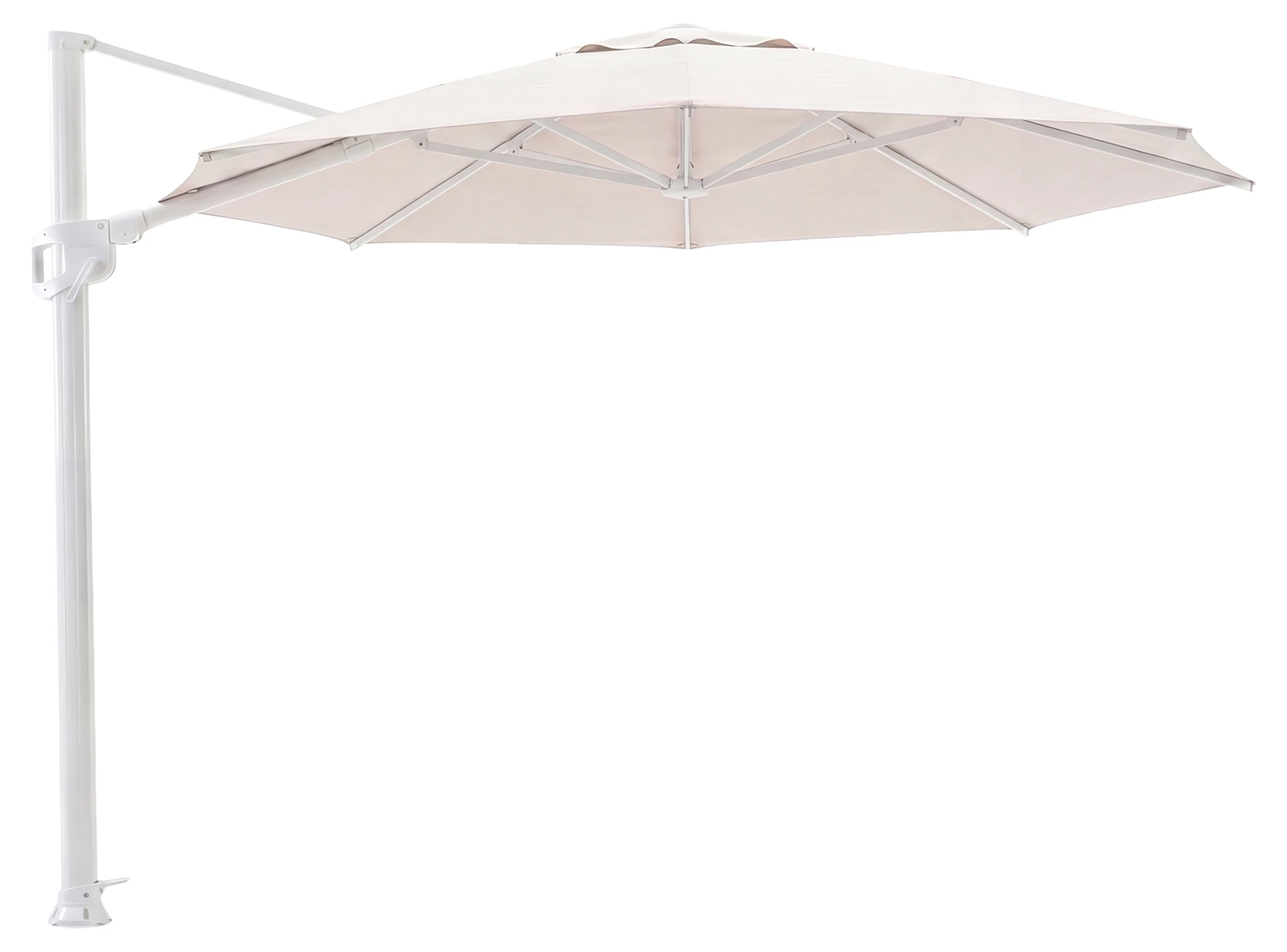Solara Freiarmschirm 350cm rund, weiß/canvas piqué