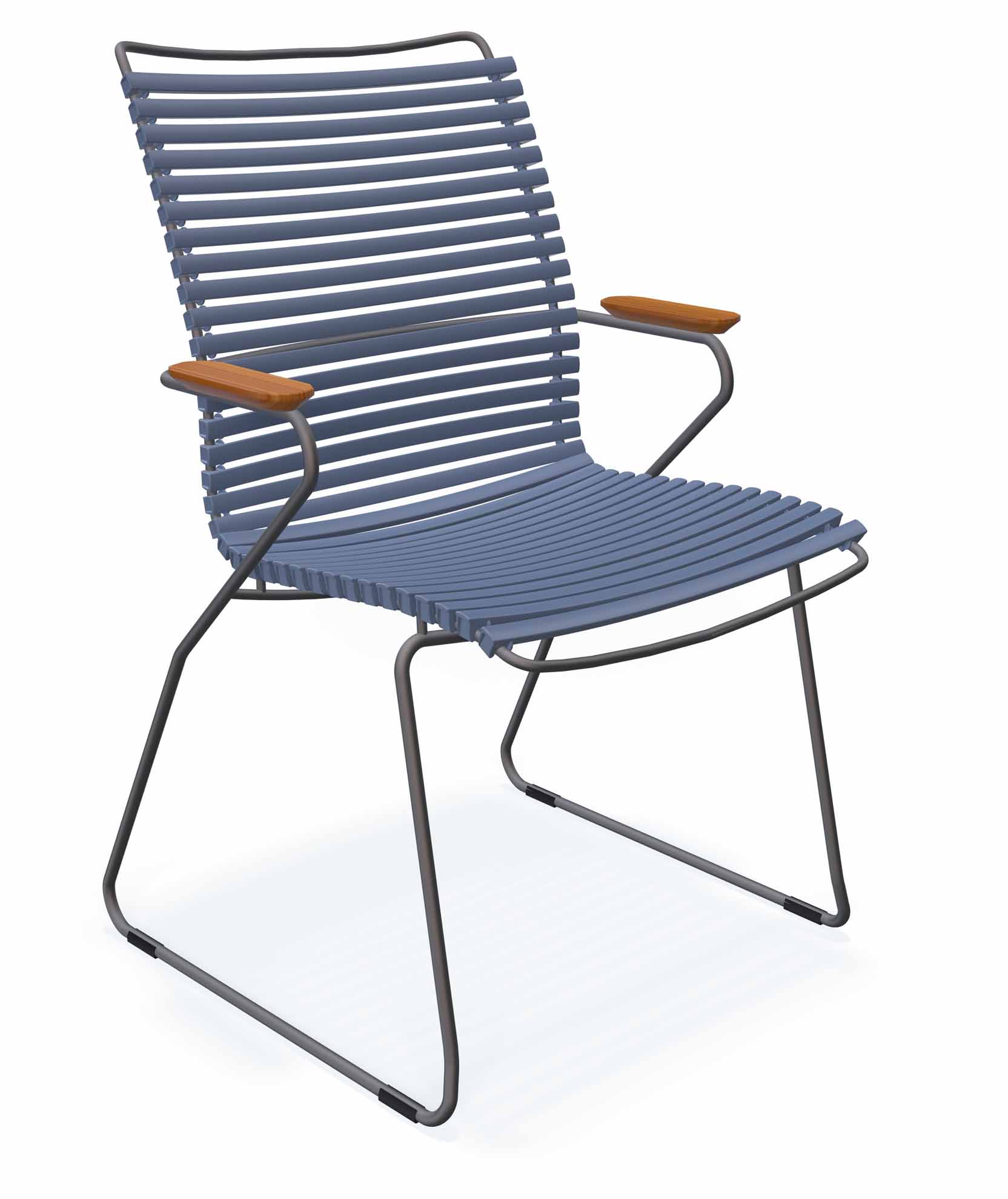 Click Stapelsessel hoch grau/pigeon blue, Armlehnen Bambus