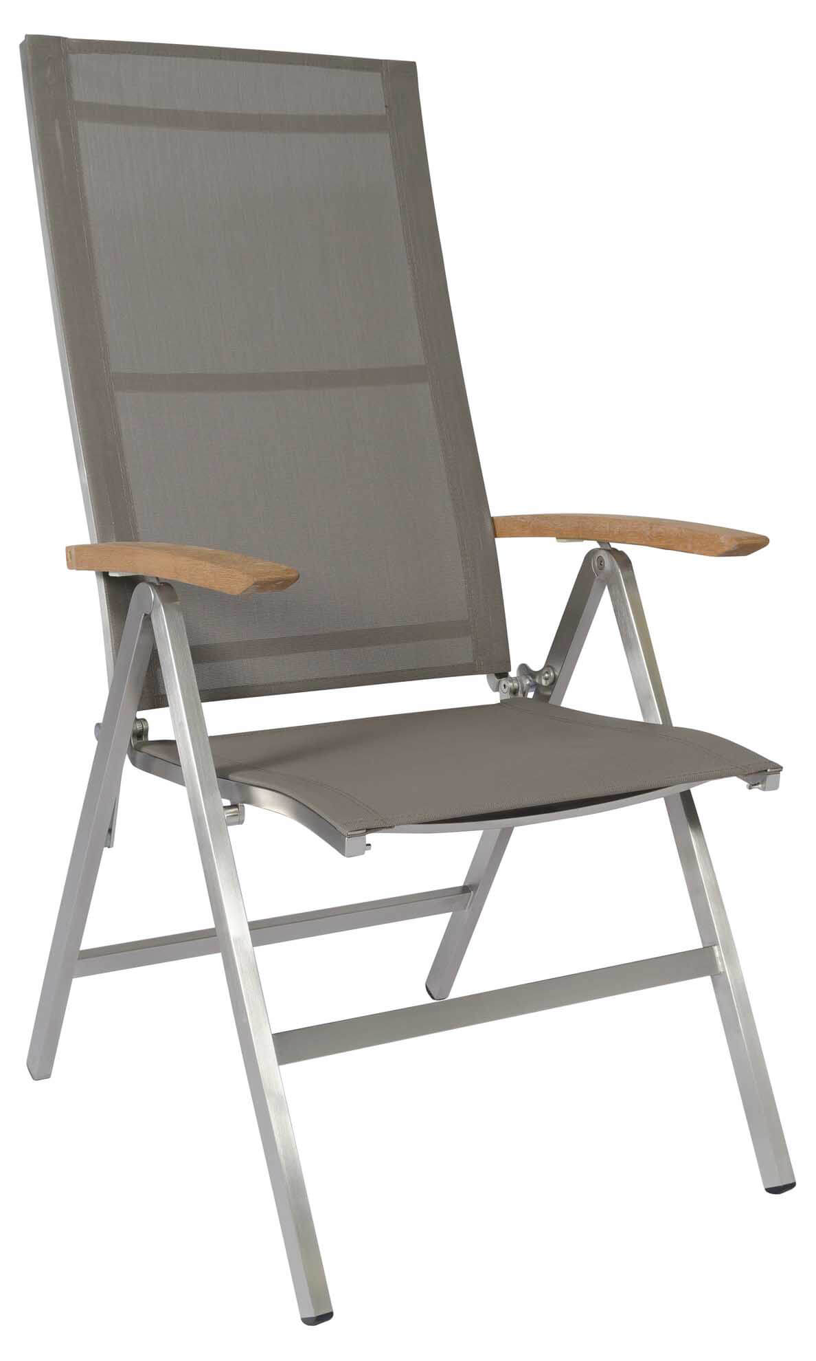 Varzo Verstellsessel Edelstahl/taupe, Armlehnen Teak