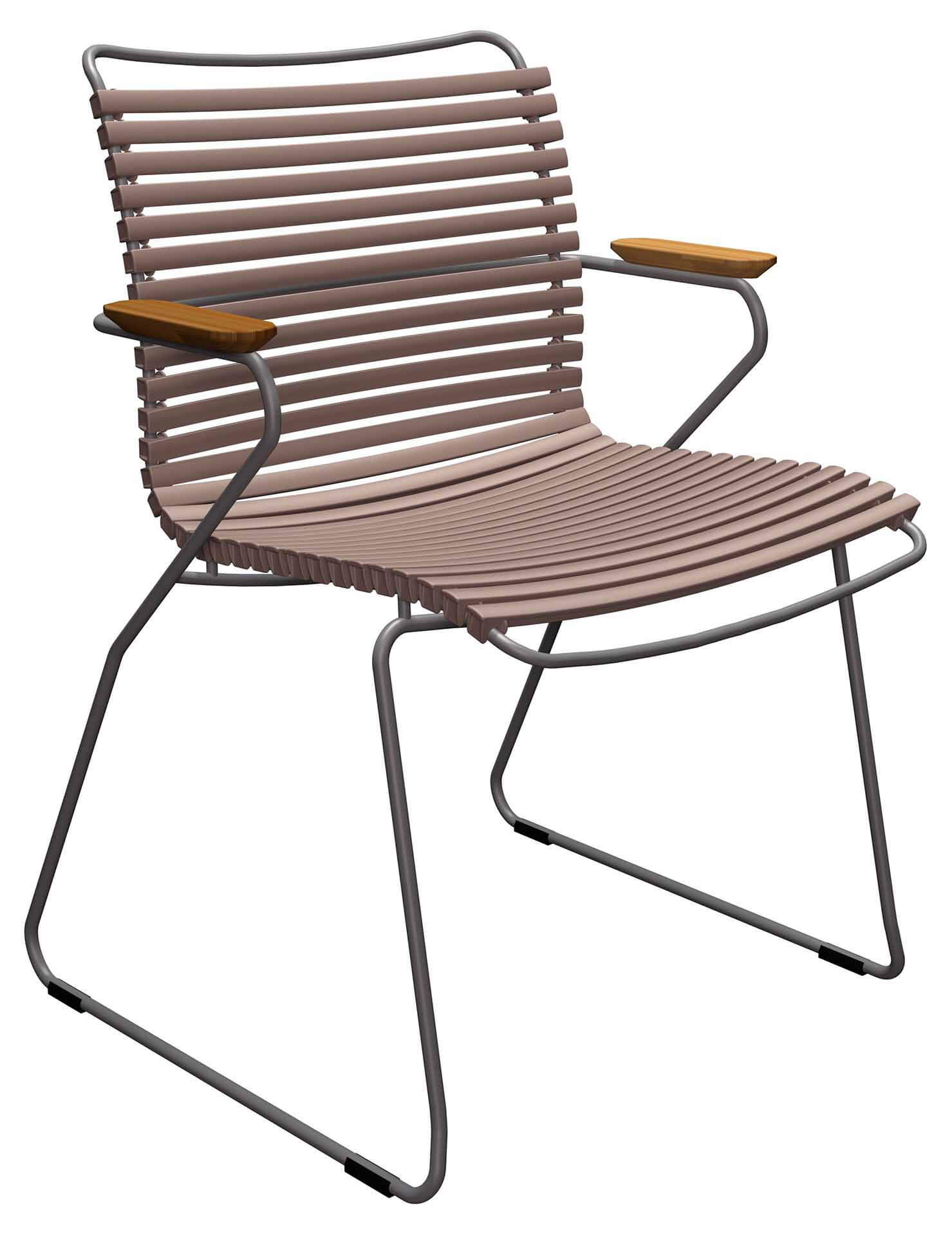 Click Stapelsessel niedrig grau/sand, Armlehnen Bambus