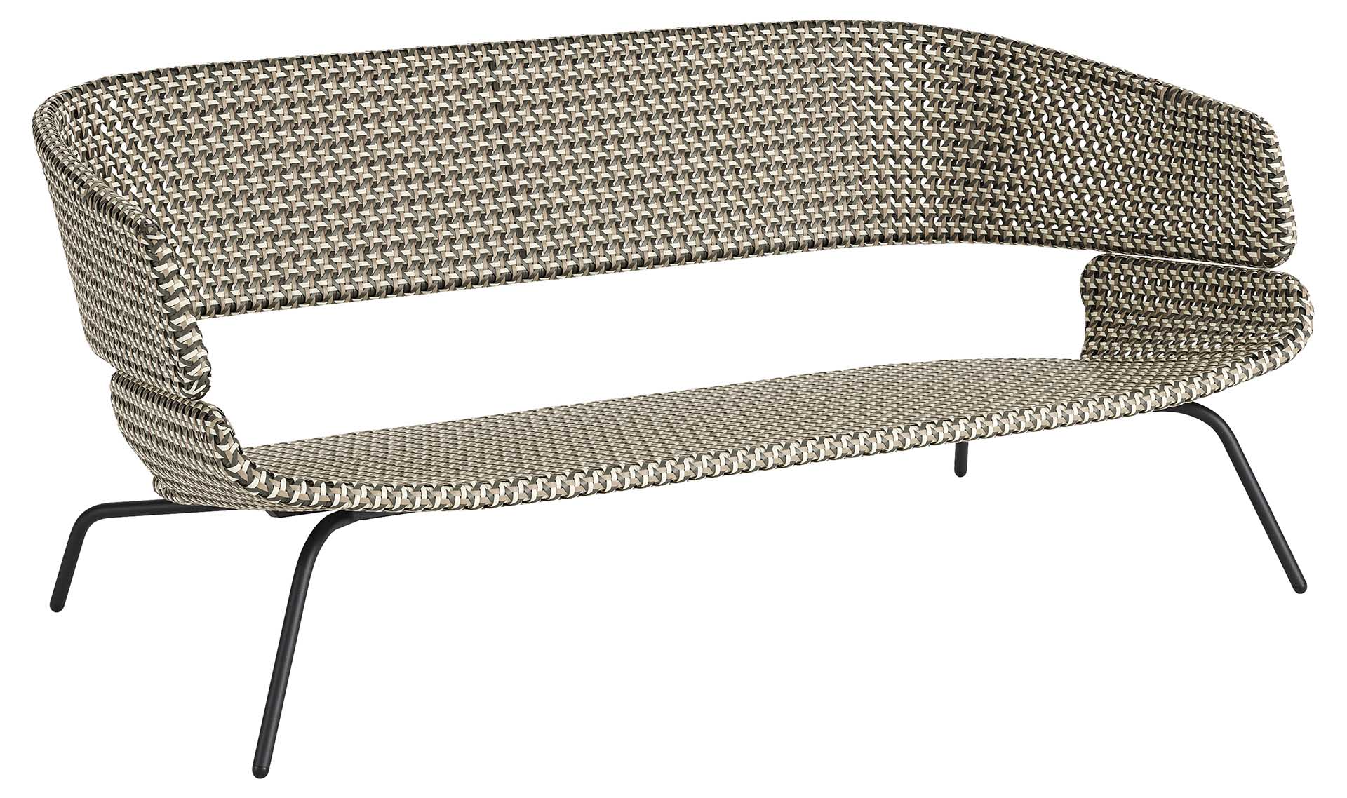 Phil Lounge 2-Sitzer Sofa Alu eisengrau, Geflecht soft slate