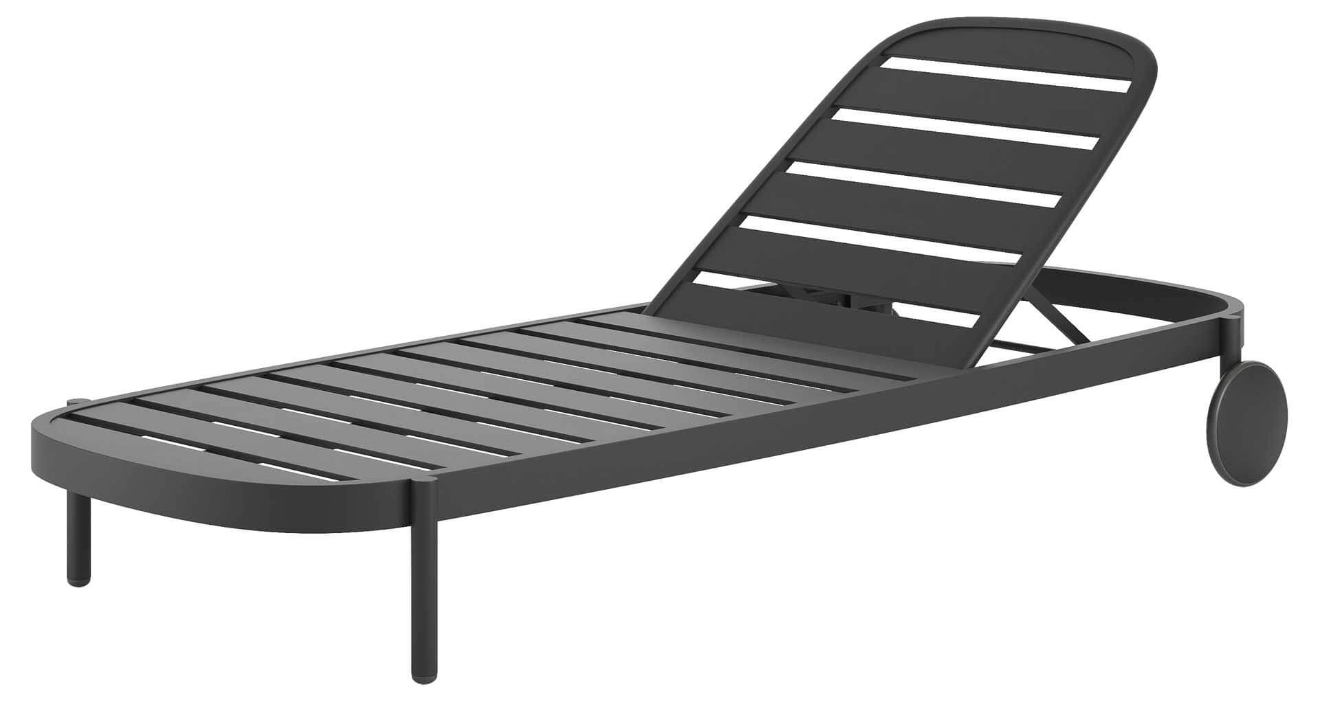 Ava Sonnenliege, eisengrau, mit Rollen