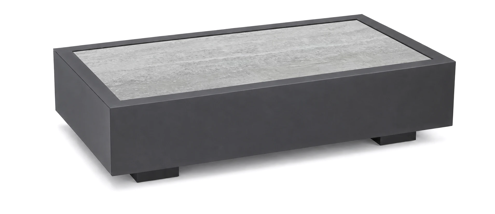 Bari Lounge Kaffeetisch 90x45cm, eisengrau/Keramik travertino silver