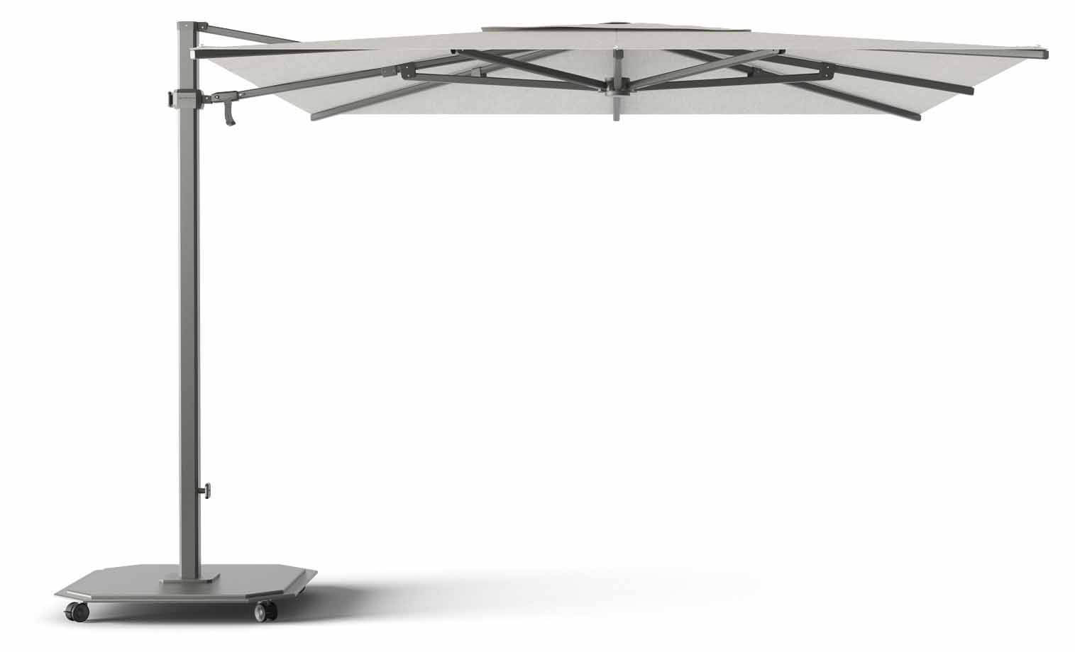 CARACTERE Ampelschirm 300x300cm, charcoal/cotton, inkl. Rollensockel