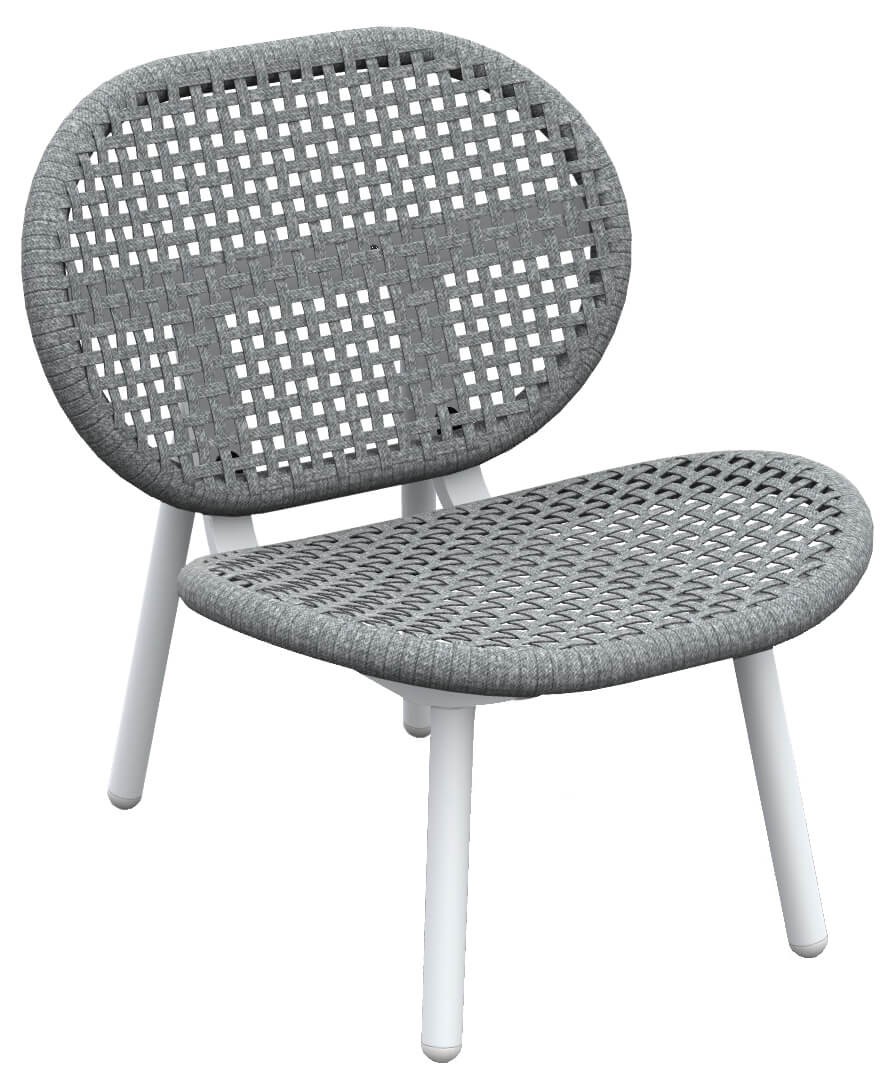 Skate Lounge Sessel, weiß/light grey melange, open weaving