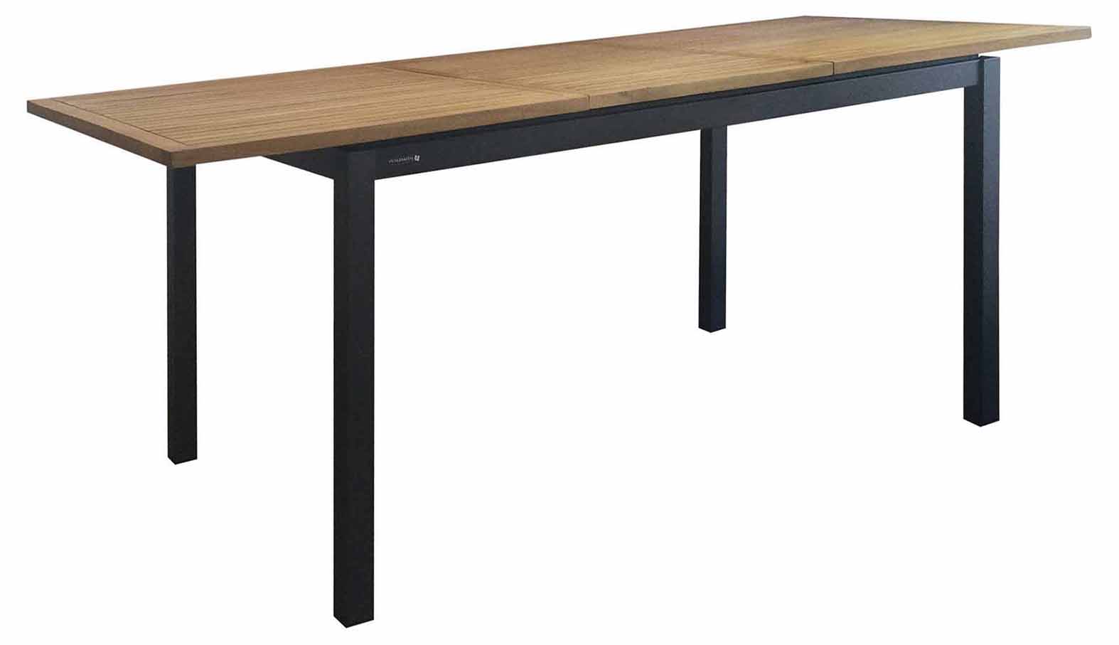 Kreta Ausziehtisch 130/180x80cm rechteckig, eisengrau/Teak