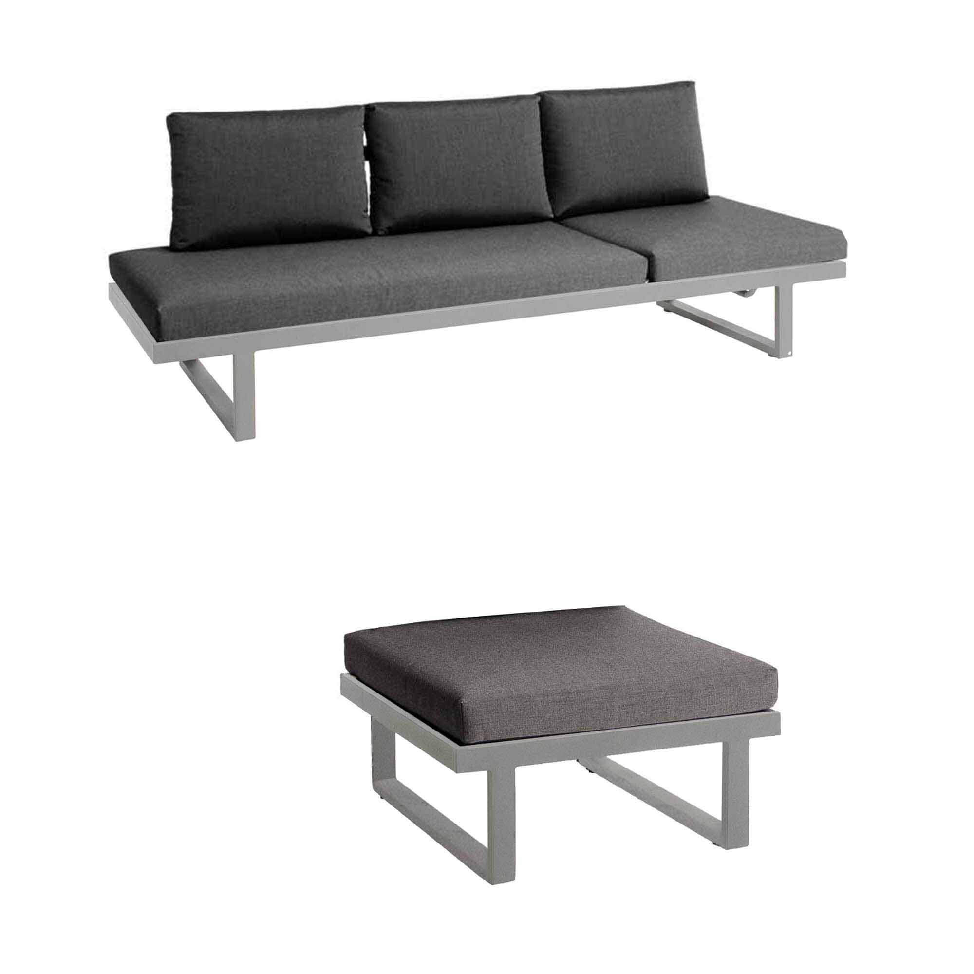 Set Rao Liege + Hocker Edelstahl, Kissen T8013