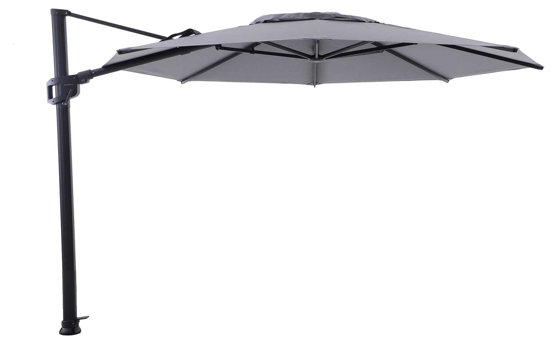 Solara Freiarmschirm 350cm rund, eisengrau/dunkelgrau piqué