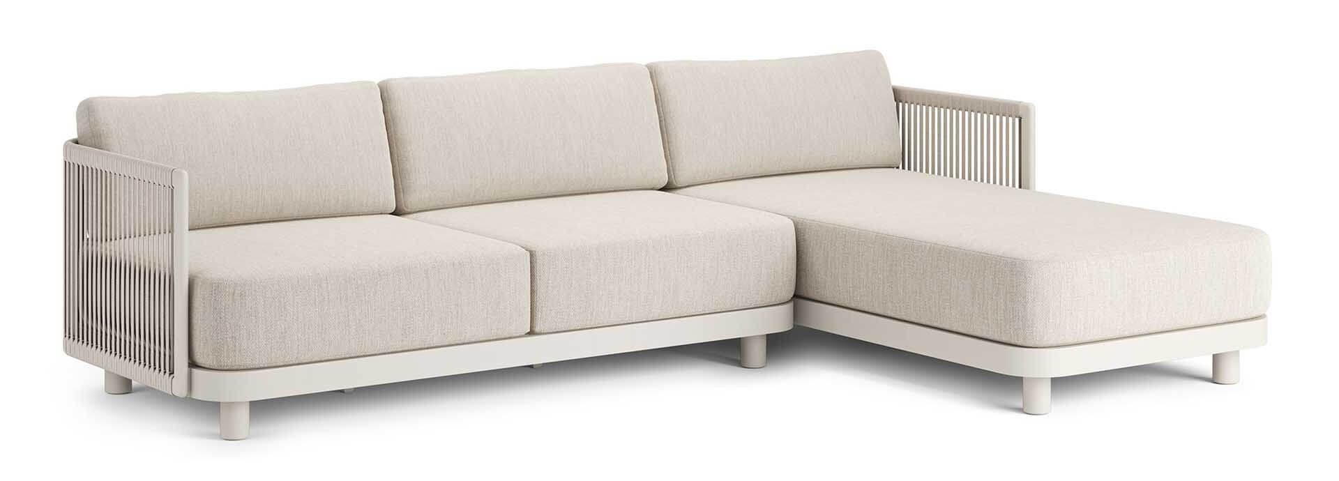 Bonito Lounge-Set Recamiere links Aluminium dune/Rope linnen inkl. Kissen beige