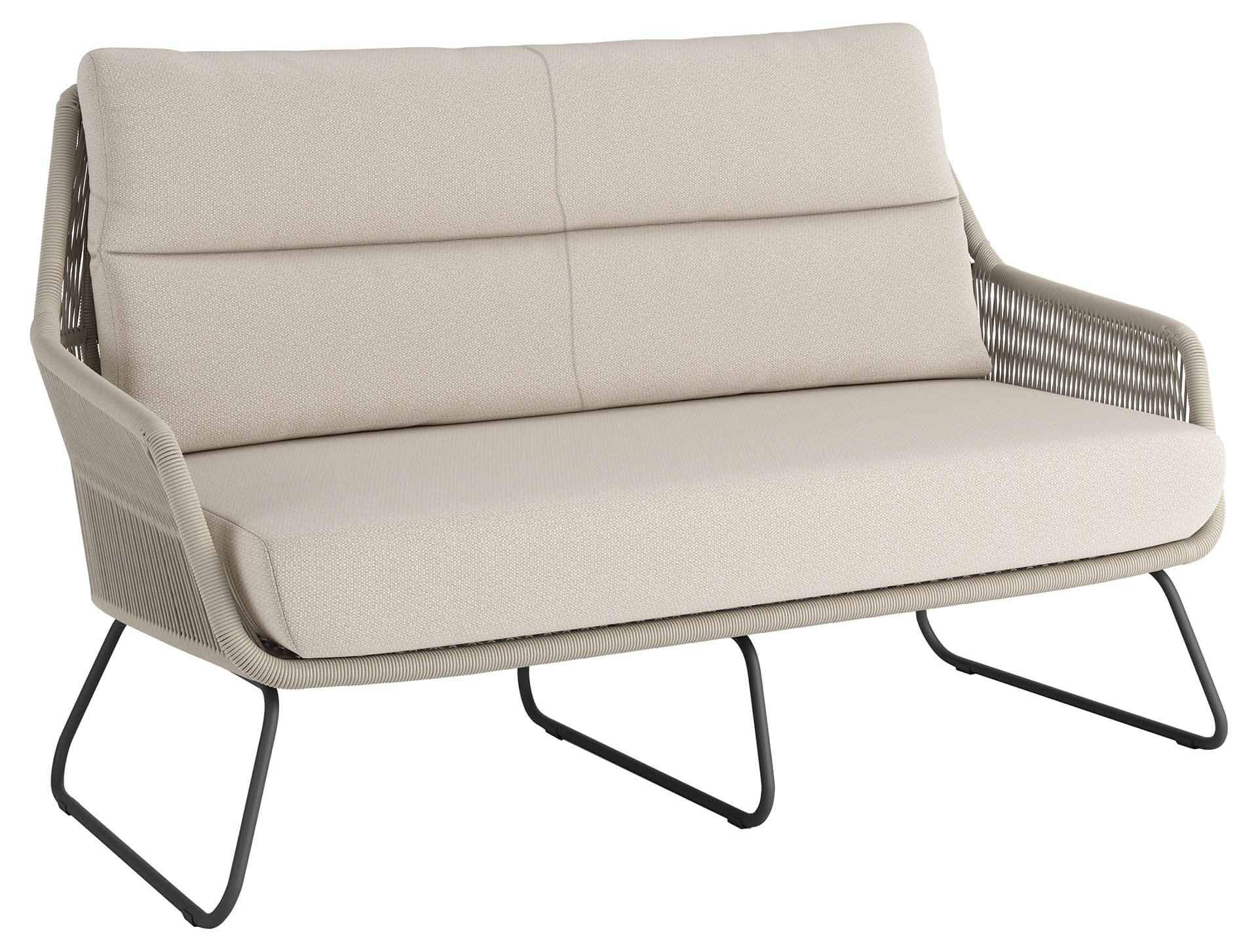 Oxford Loungesofa eisengrau/beige uni straight weaving, Kissen beige