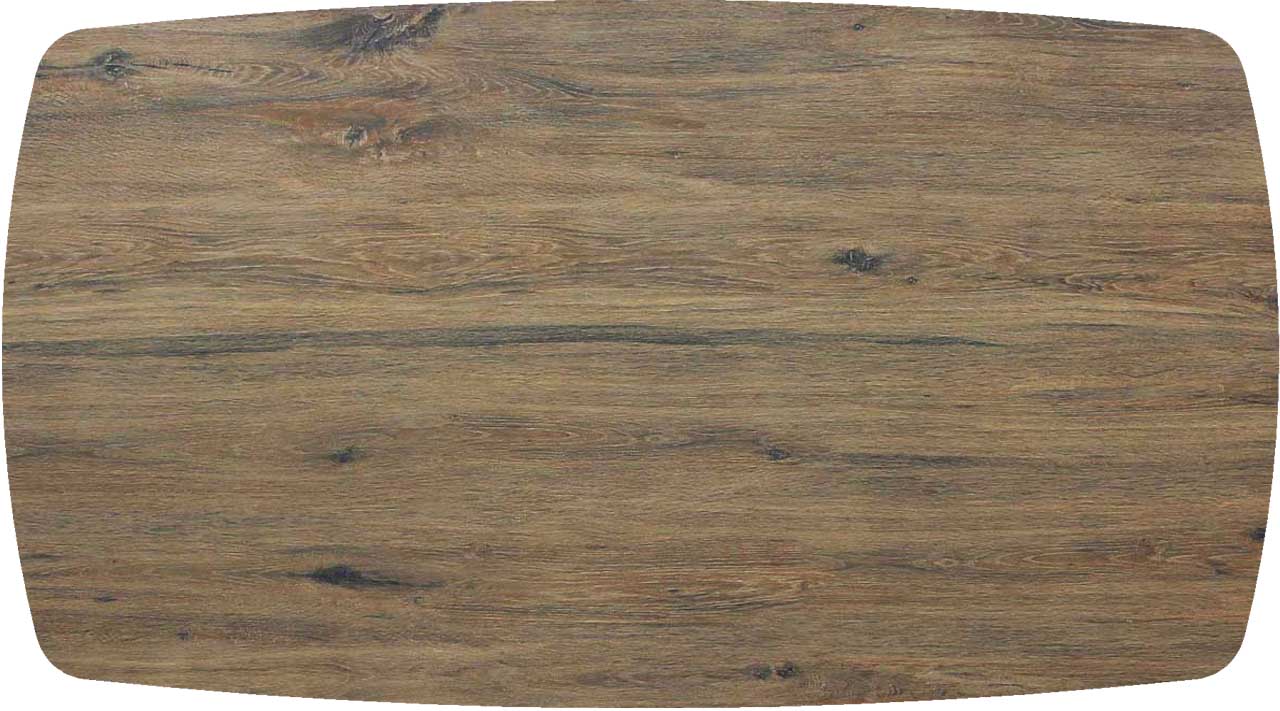Tischplatte 180x100cm Bootsform, Keramik eiche dunkel (6mm)