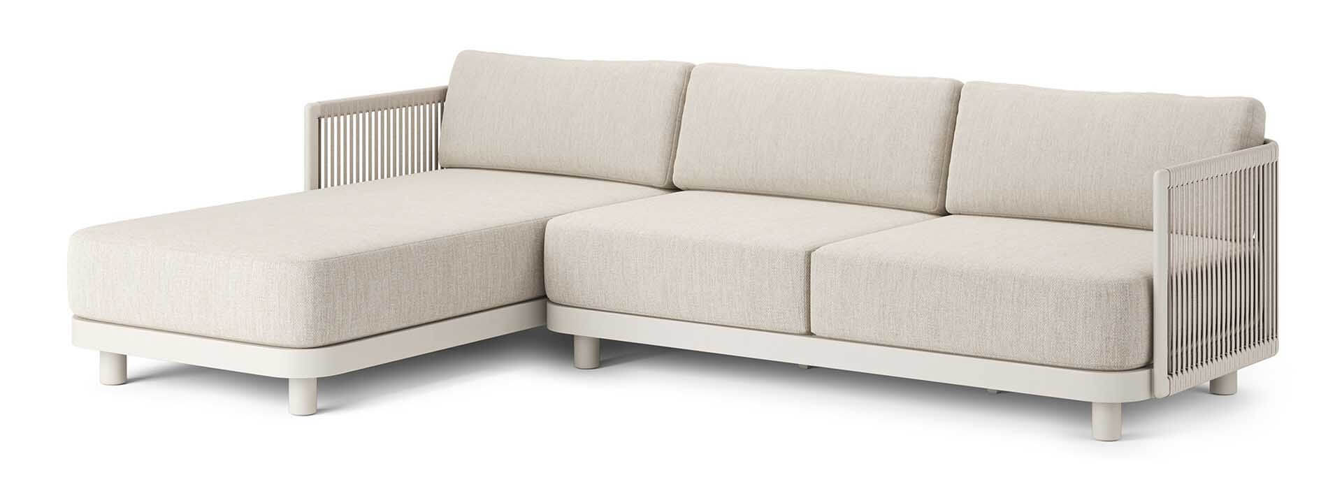 Bonito Lounge-Set Recamiere rechts dune/Rope linnen, Kissen beige