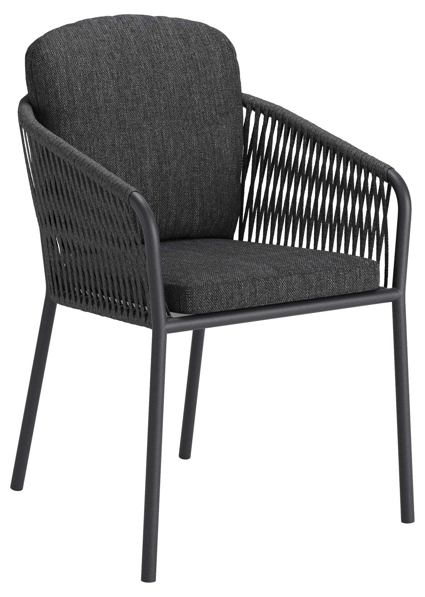 Lucca Stapelsessel eisengrau/grey melange, Sitz- und Rückenkissen dunkelgrau