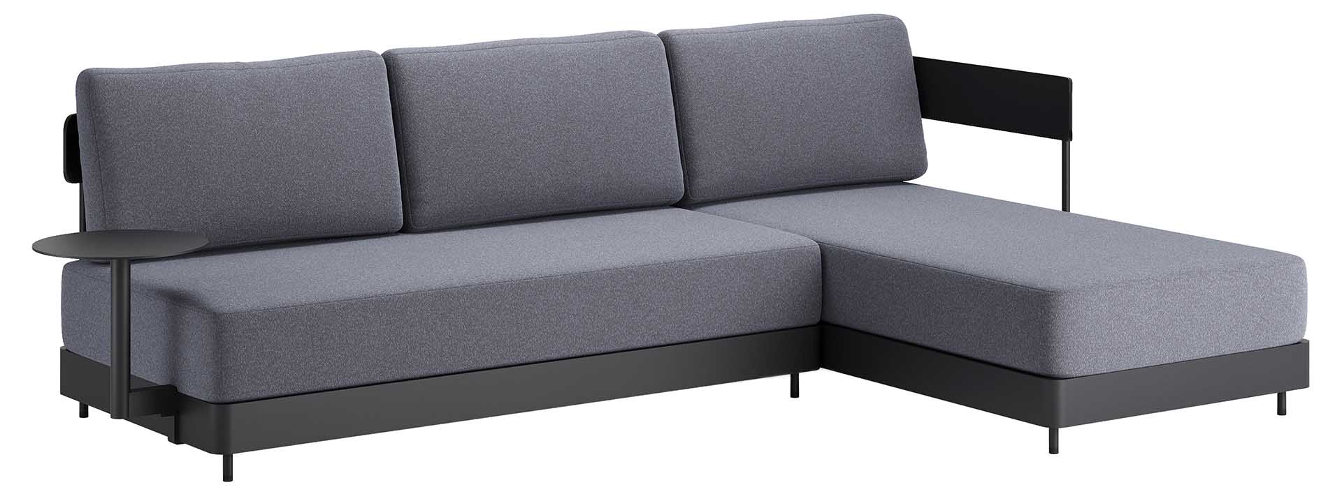 Senso Lounge-Set Recamiere links Aluminium eisengrau, Kissen Cielo Steel