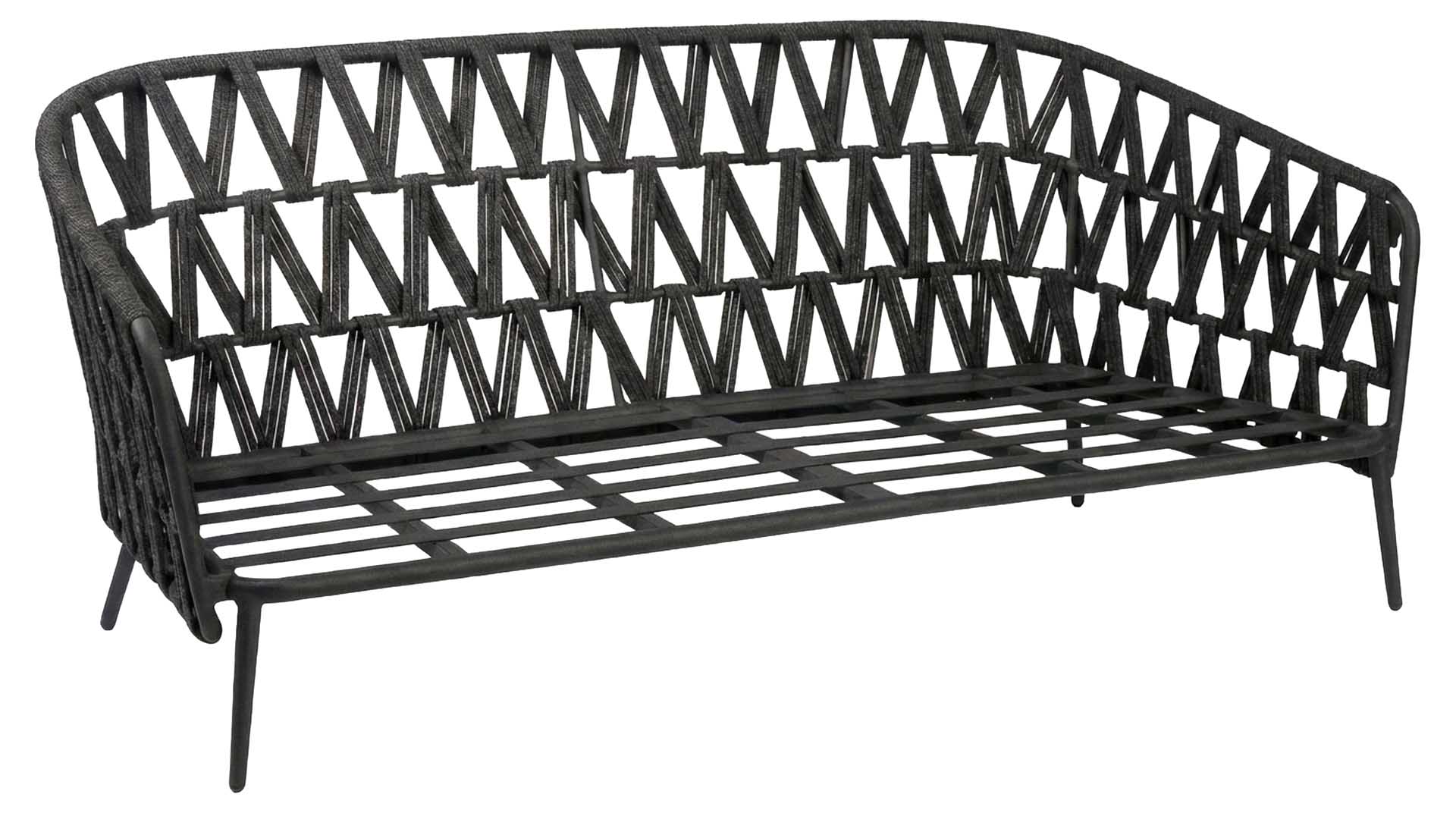 Palm 2,5-Sitzer Lounge Sofa, eisengrau/schwarz, cross weaving