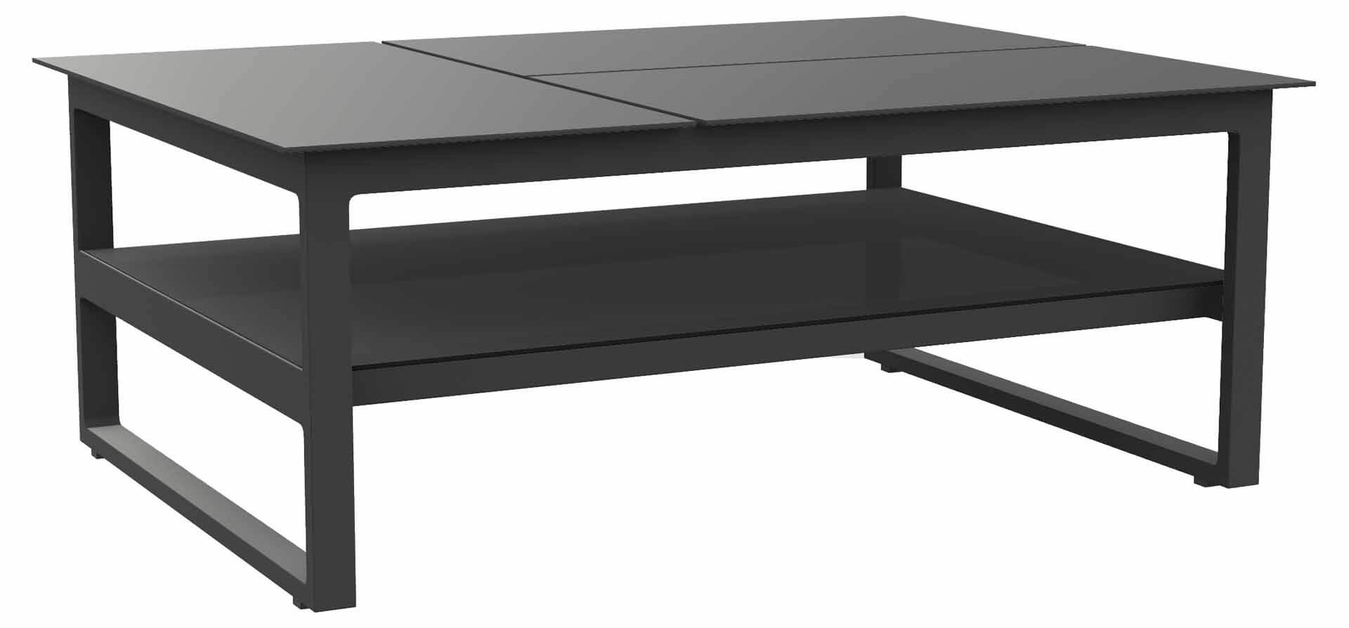 Miami Lounge Multipositionstisch 110x80cm rechteckig, eisengrau/Glaskeramik