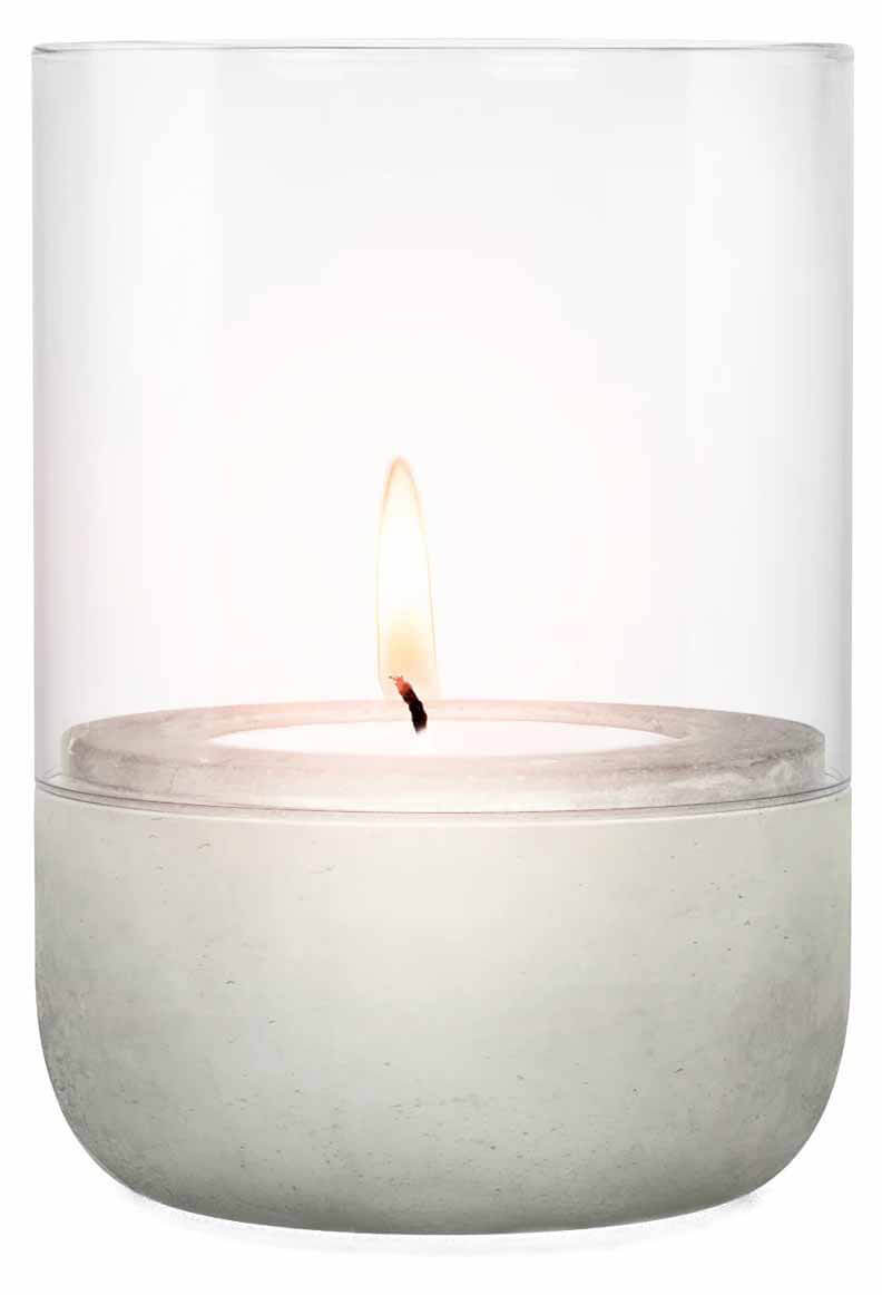 CALMA Windlicht S, H 14cm, Ø 10cm, light gray