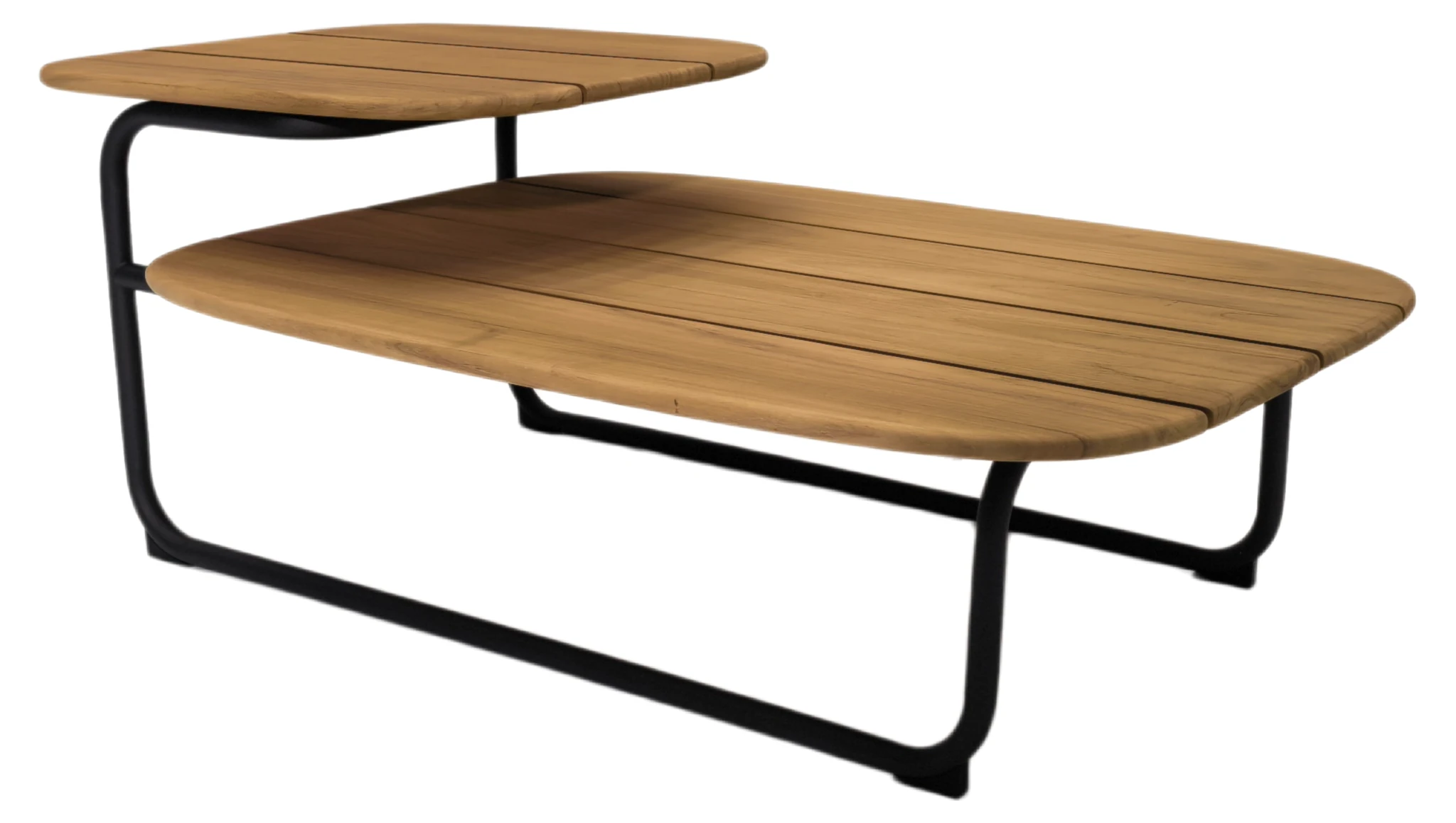 Maya Kaffeetisch 102x61cm, Edelstahl eisengrau/Teak
