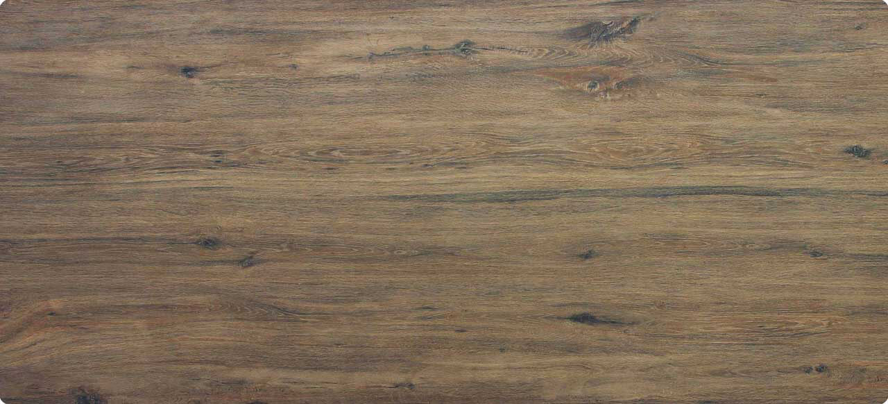 Tischplatte 220x100cm Ecken abgerundet (Radius R50), Keramik eiche dunkel (6mm)