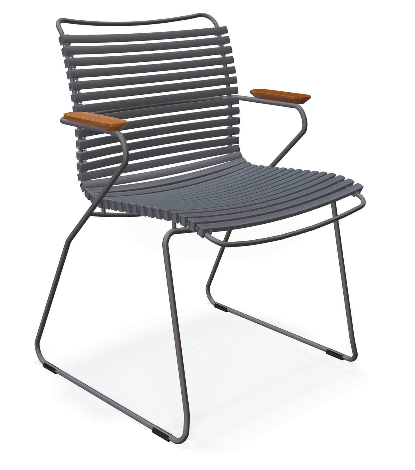 Click Stapelsessel niedrig grau/dark gray, Armlehnen Bambus