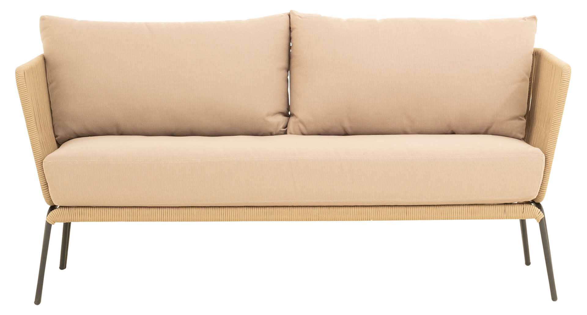 Bali 3-Sitzer Lounge Sofa schwarz/Rope sand, Kissen sand