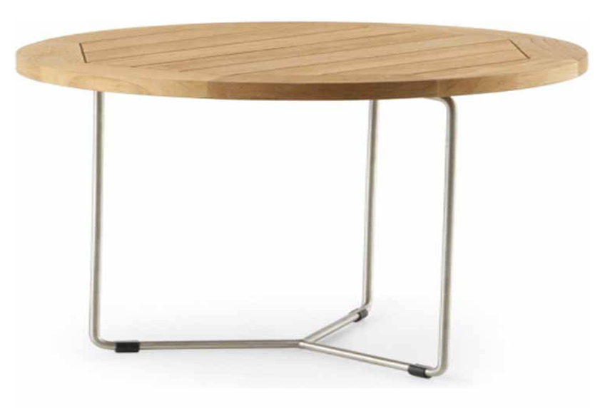 Morzine Kaffeetisch 80cm, Edelstahl/Teak