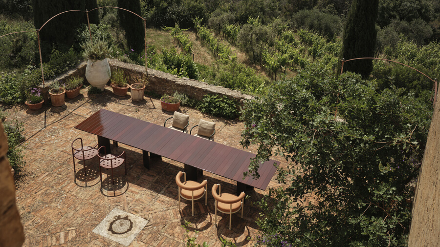 Naca Tisch 260x100cm lichtgrau/Lavastein-Tischplatte dunkelgrün