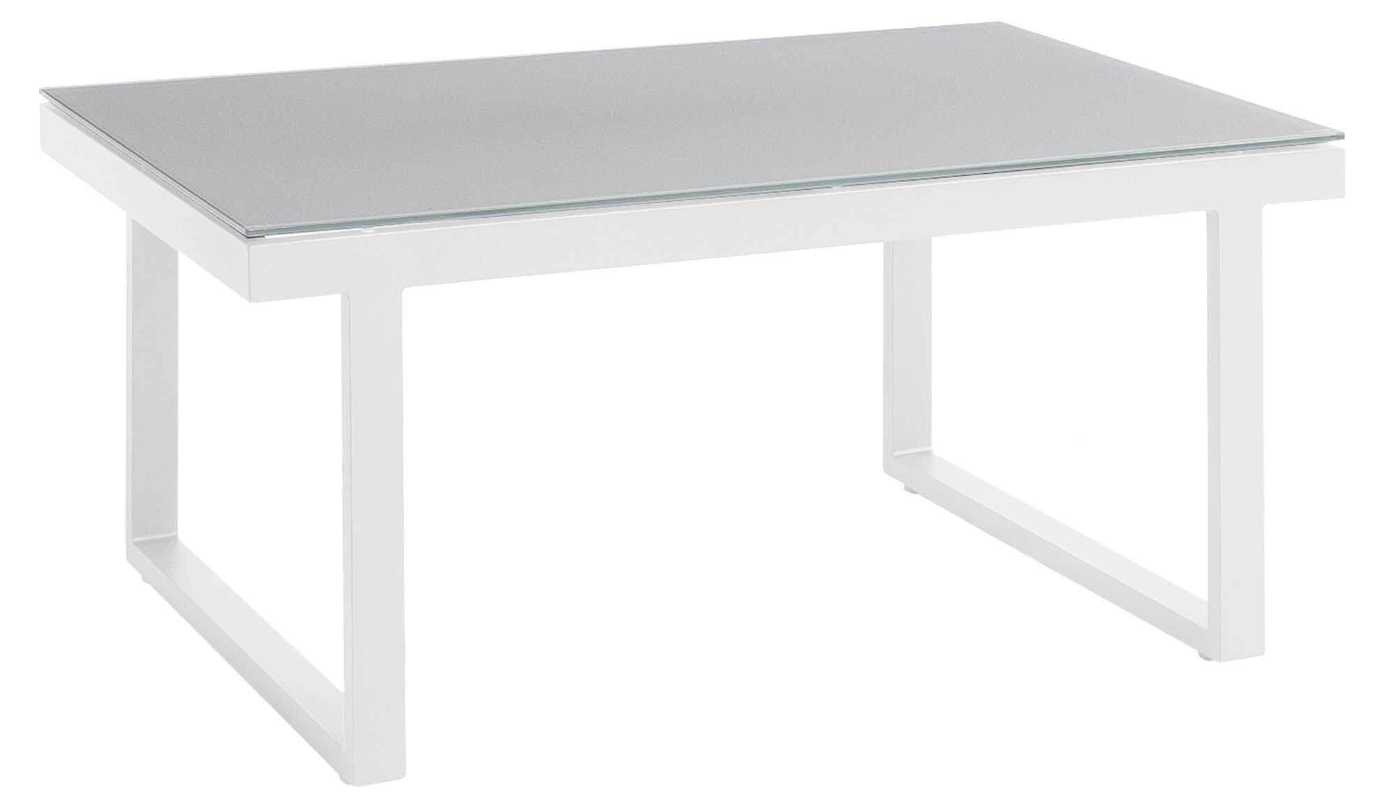 Rao Lounge Kaffeetisch 110x70cm, Höhe 50cm, weiß/Glas hellgrau