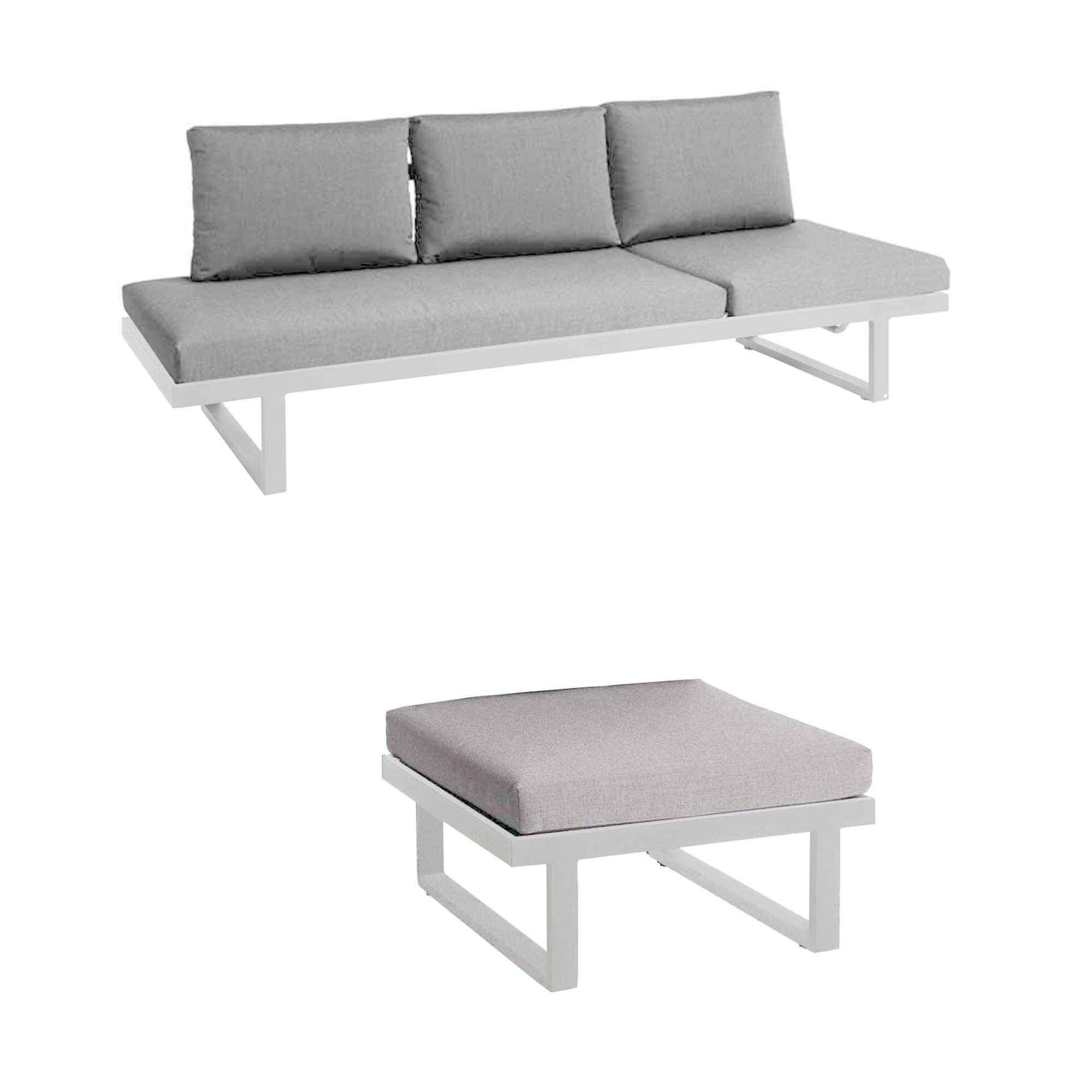 Set Rao Liege + Hocker weiß, Kissen T1780