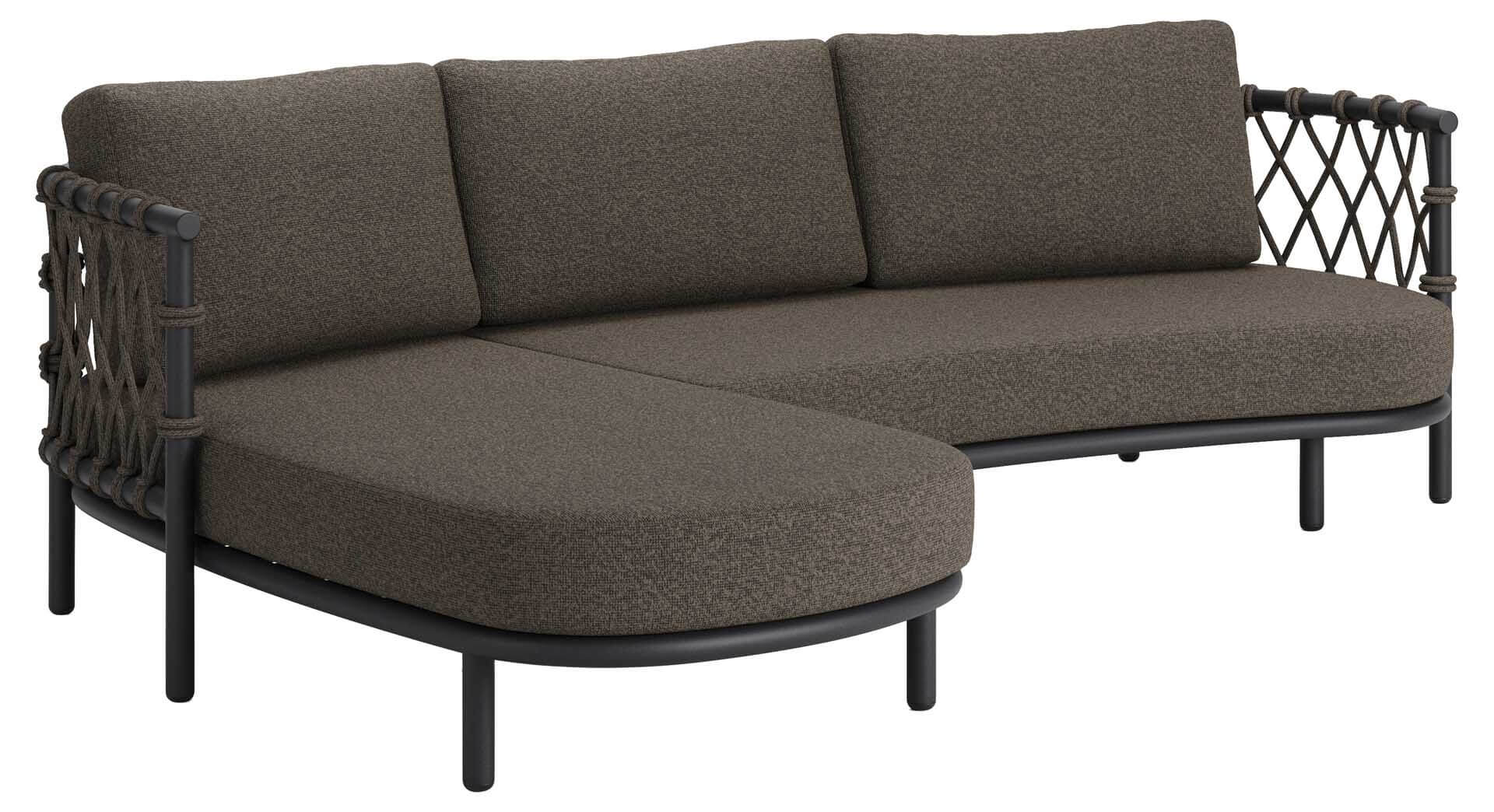 Mezzo Recamieren-Set rechts grau/mocca, Kissen bronce