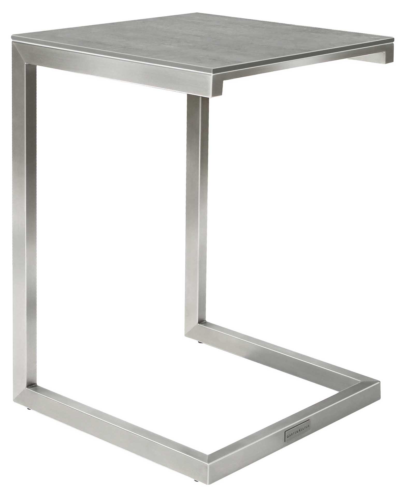 Tivo Beistelltisch 38x35cm, Edelstahl/Keramik Vulcano Grigio