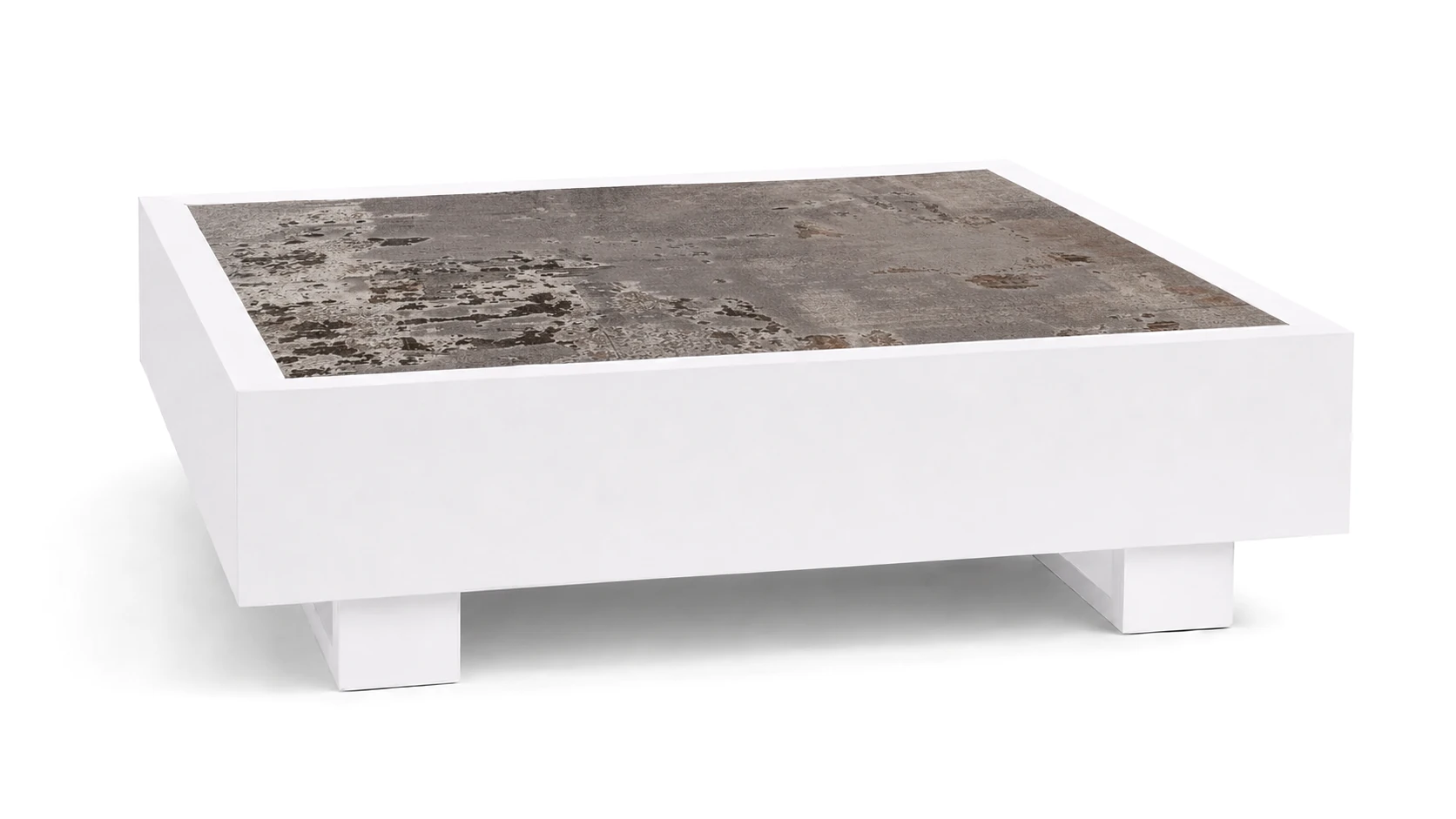 Bari Lounge Kaffeetisch 90x90cm, weiß/Dekton trillium