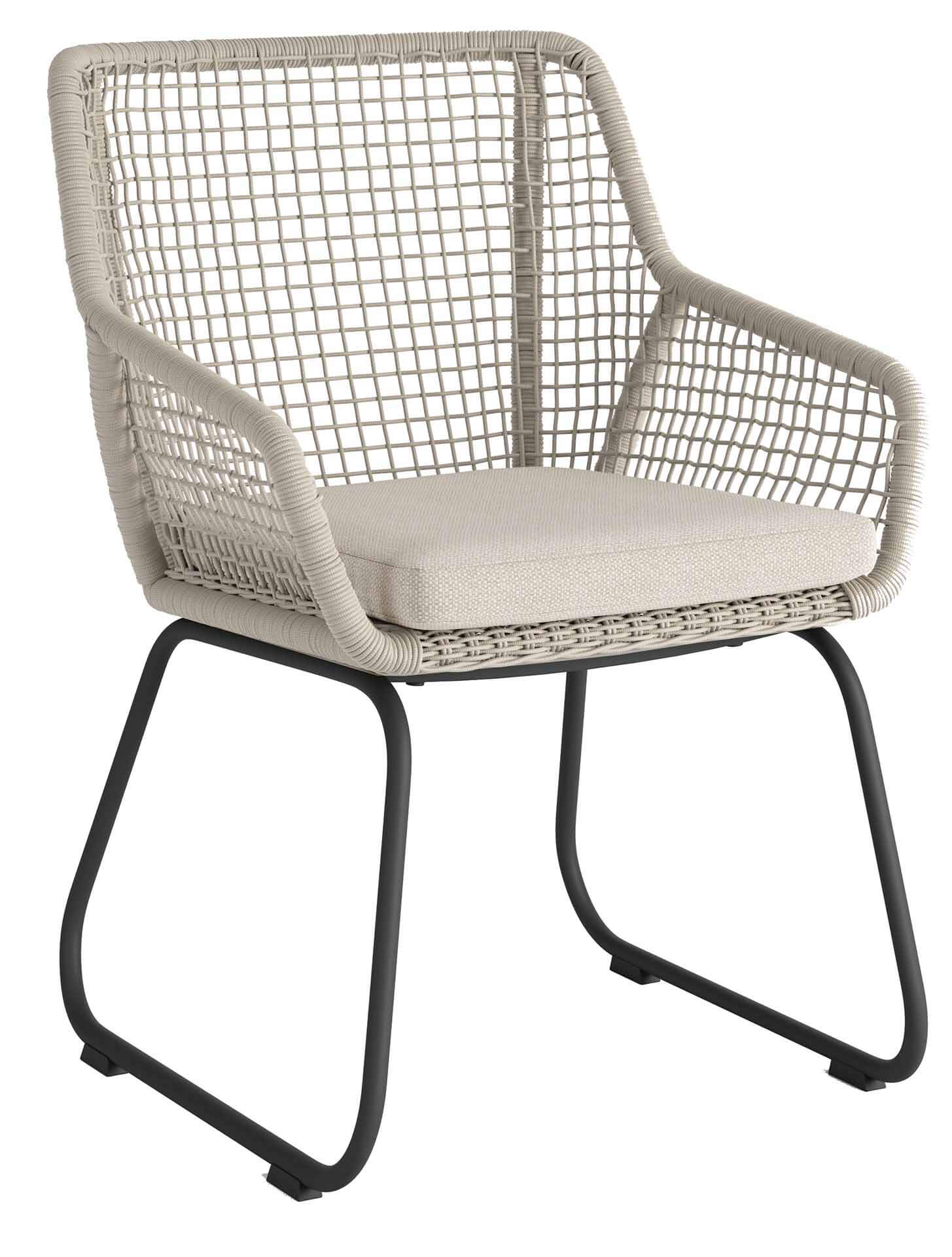 Alden Geflechtsessel eisengrau/beige, Kissen Everdry beige