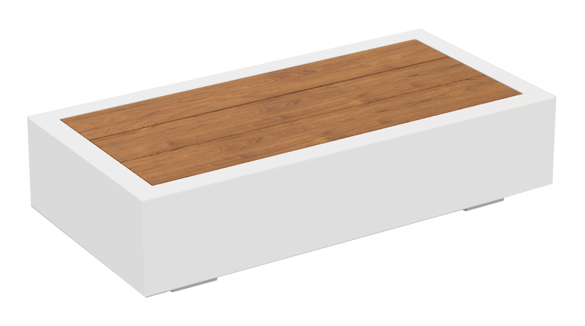 Bari Lounge Tisch 90x45cm zur seitlichen Montage, weiß/Teak