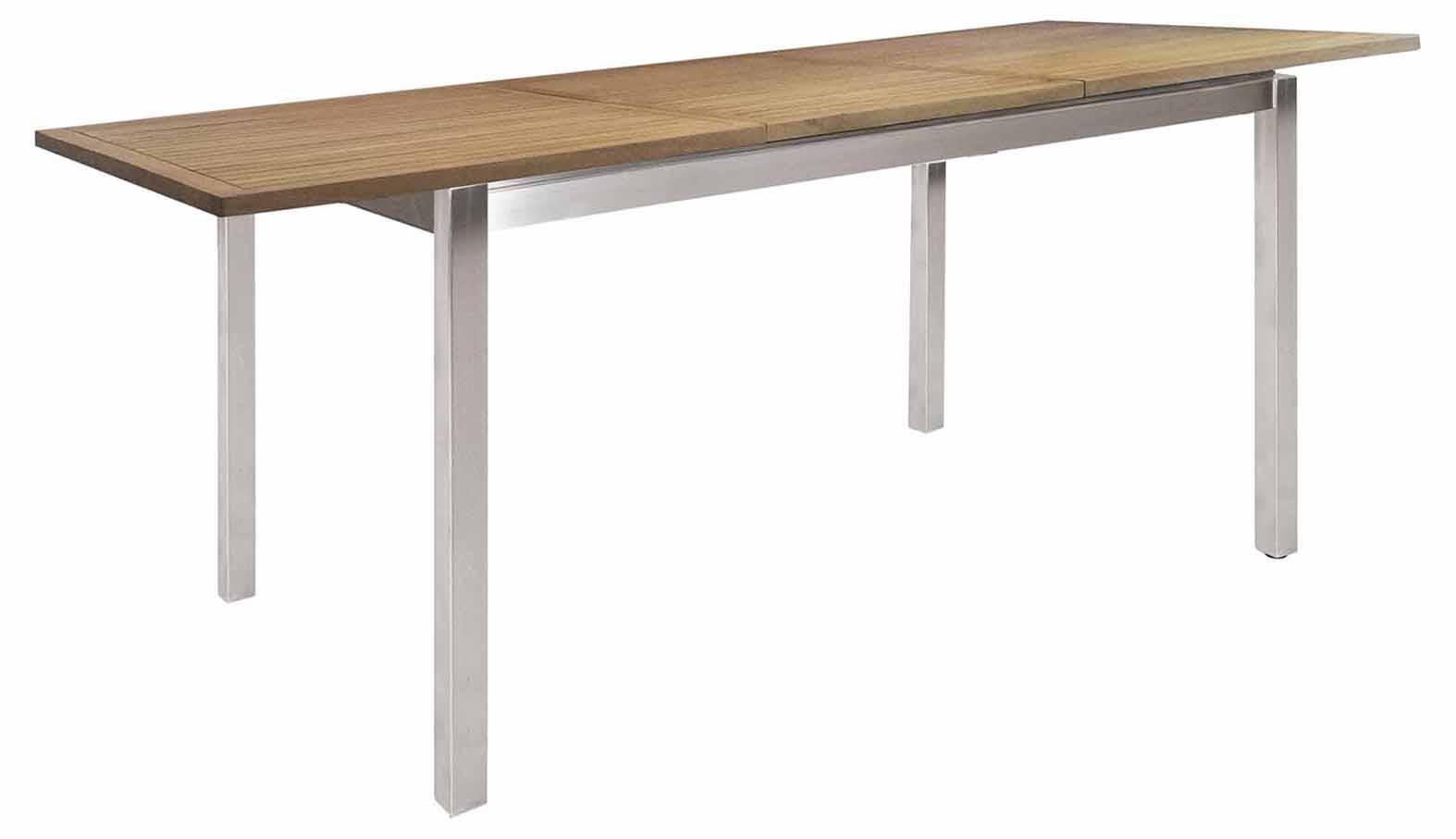 Kreta Ausziehtisch 130/180x80cm rechteckig, Edelstahl/Teak