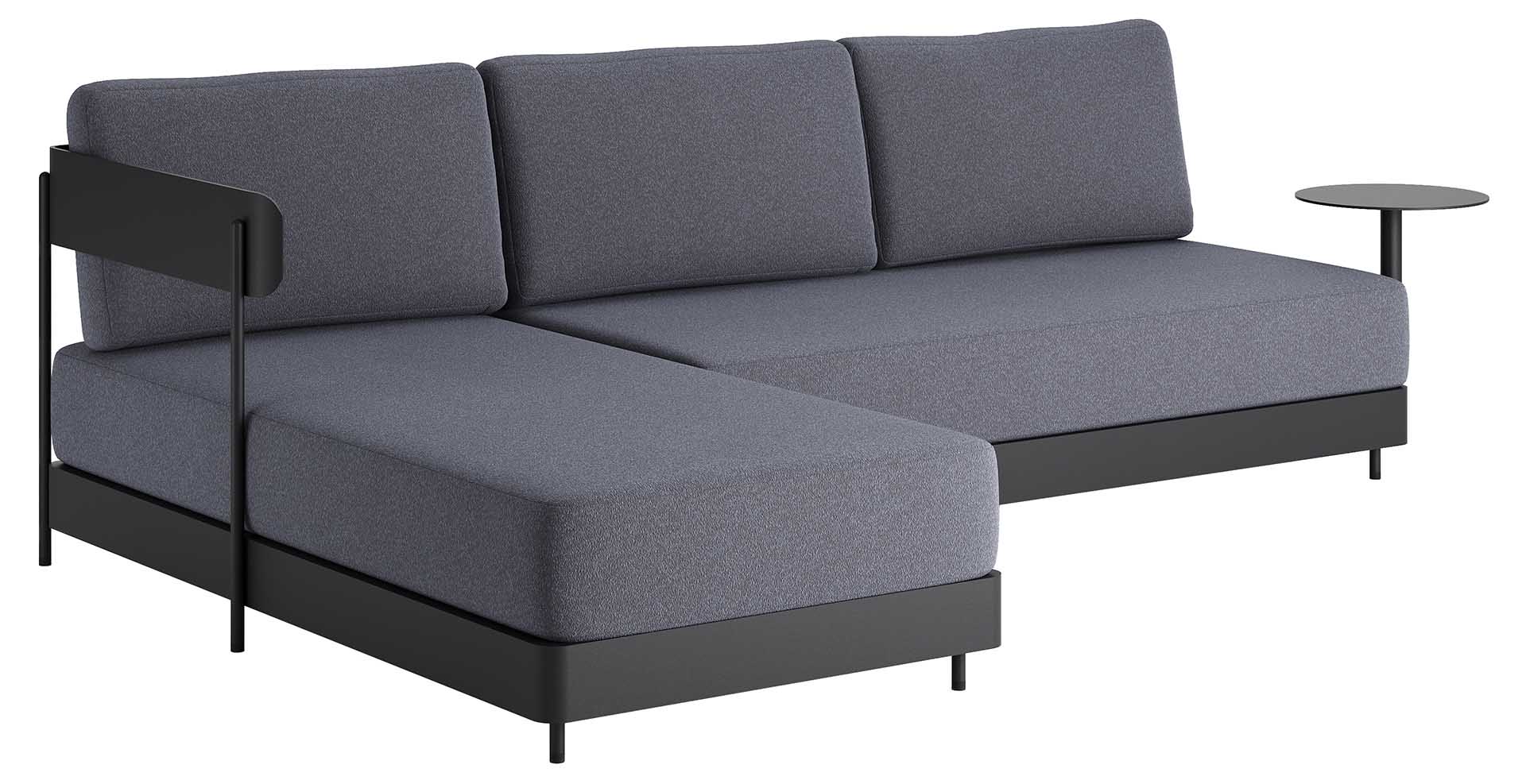Senso Lounge-Set Recamiere rechts Aluminium eisengrau, Kissen cielo steel