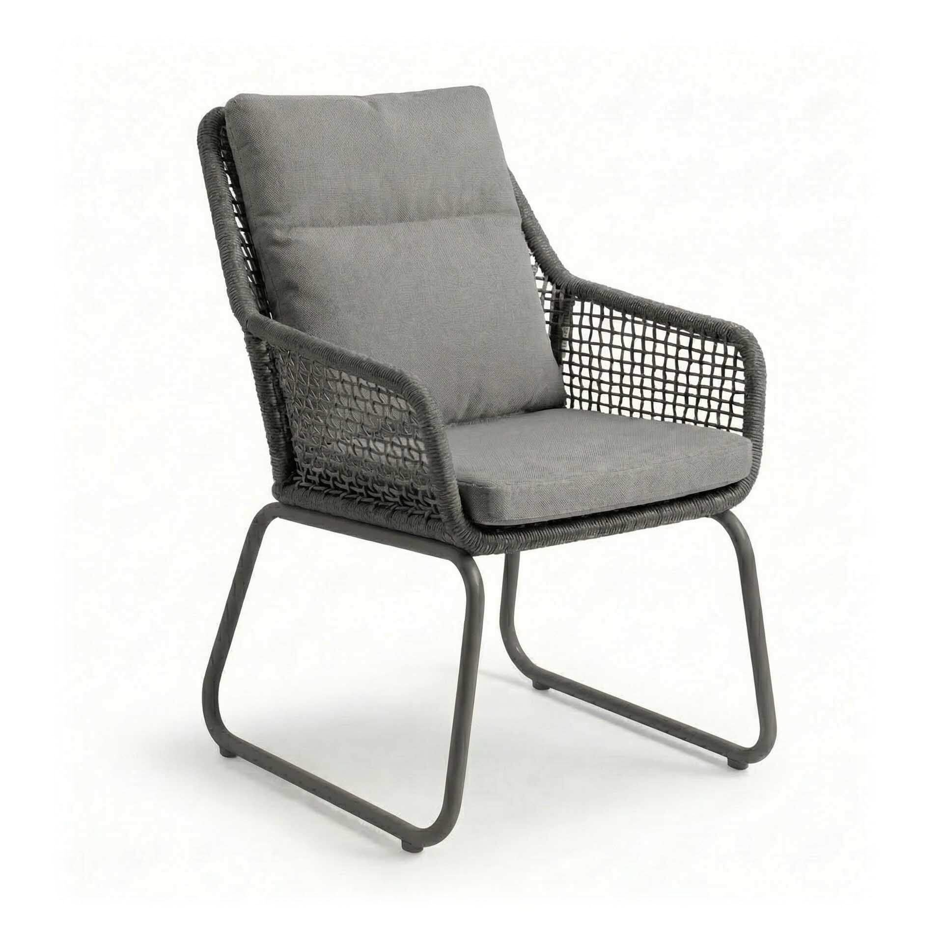 Tavira Geflechtsessel, eisengrau/anthrazit, Auflage grau
