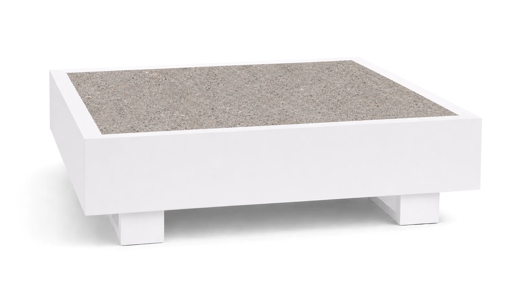 Bari Lounge Kaffeetisch 90x90cm, weiß/Dekton pietra grigio