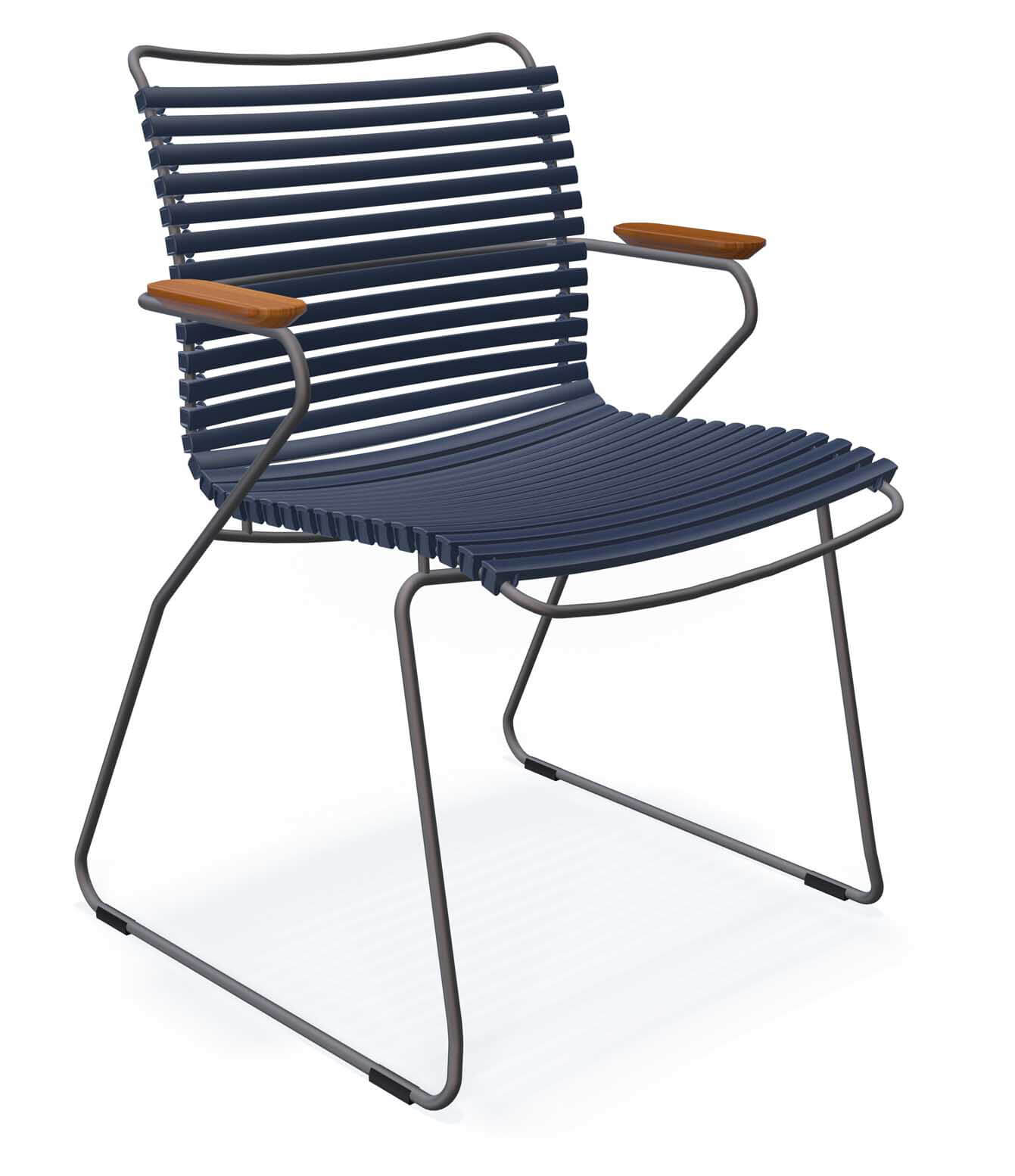 Click Stapelsessel niedrig grau/dark blue, Armlehnen Bambus