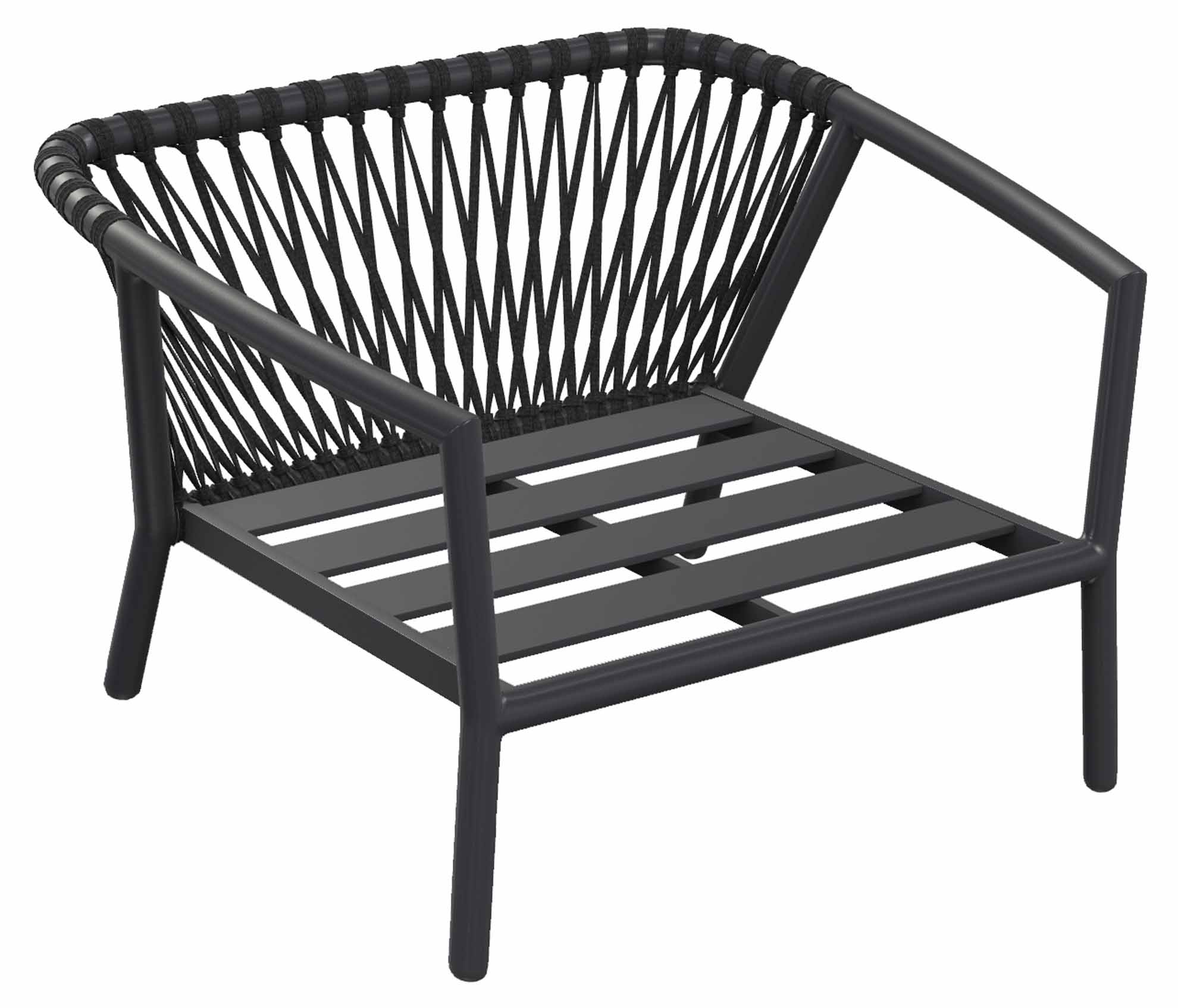 Kapra Lounge Sessel, eisengrau/schwarz, open cross weaving