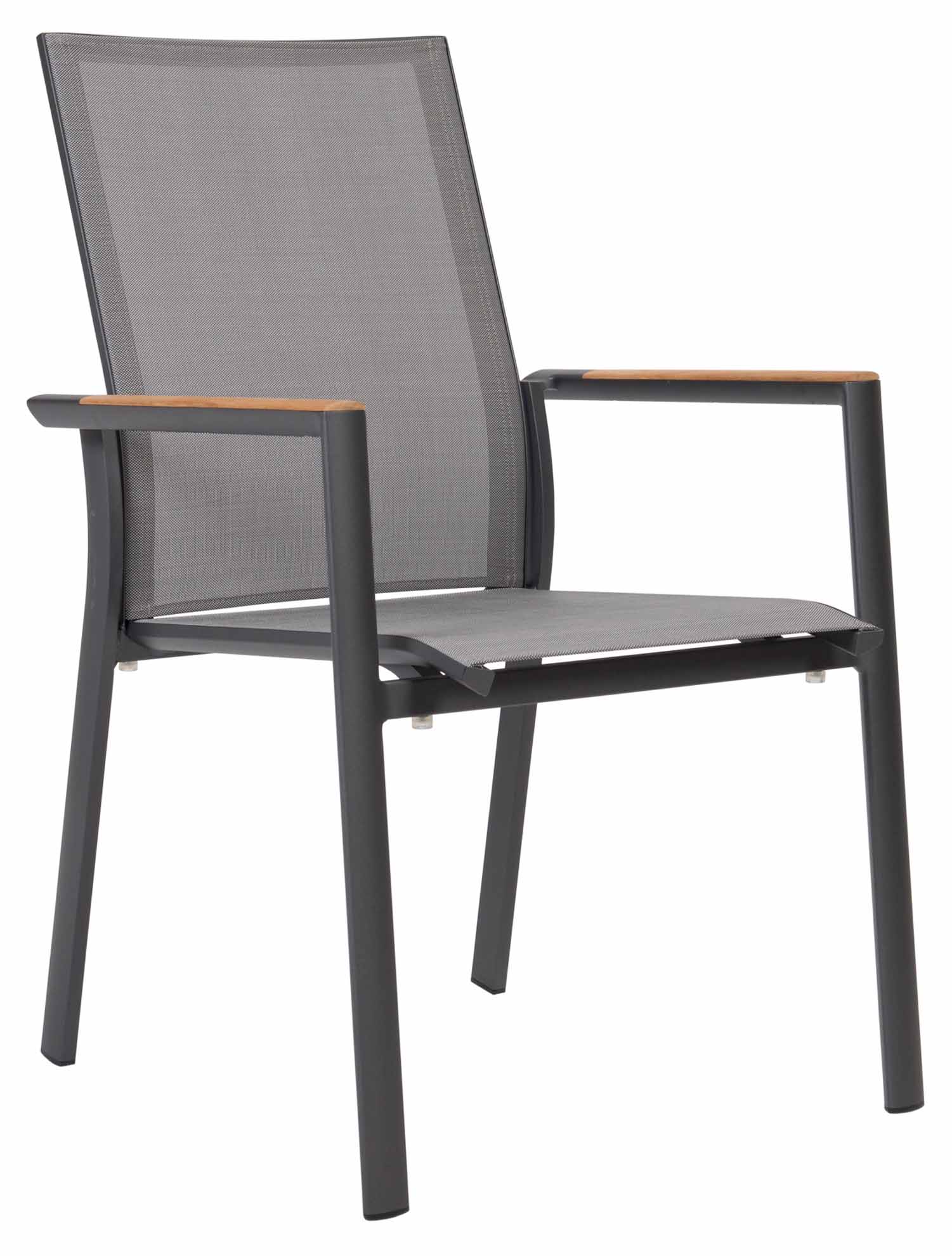 Nashville Stapelsessel eisengrau/silbergrau, Armlehnen Teak