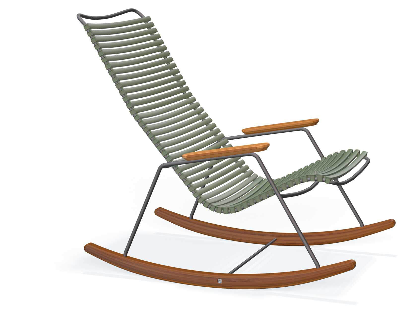 Click Rocking Schaukelstuhl grau/olive green, Armlehne Bambus